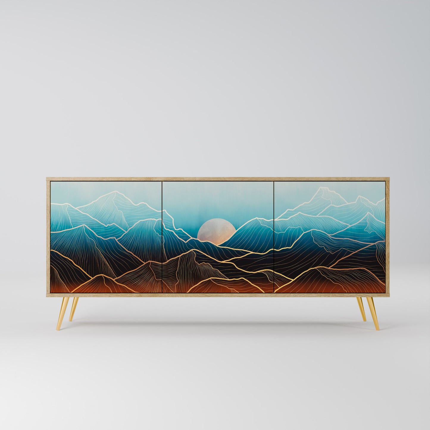 LUNAR SECRETS 3-Door Sideboard in Oak Effect