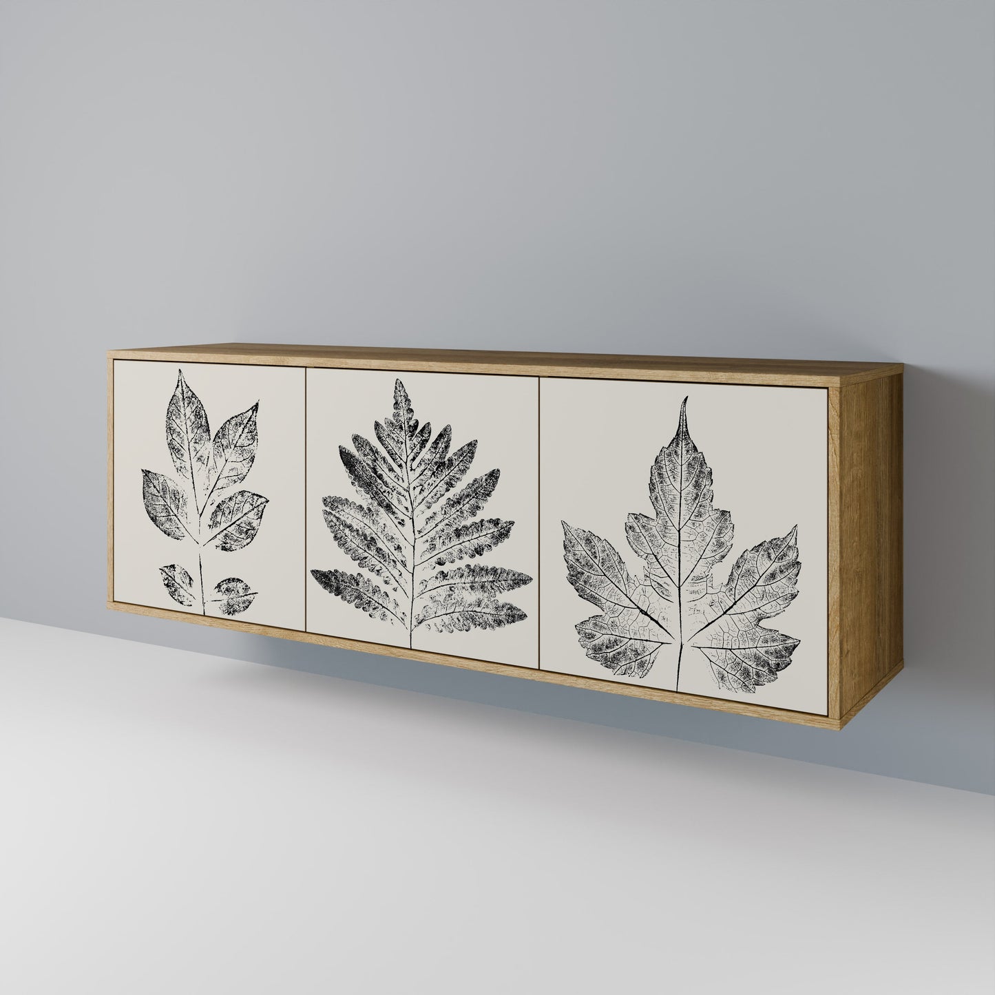 Credenza LEAFY STAMPS a 3 ante in effetto rovere