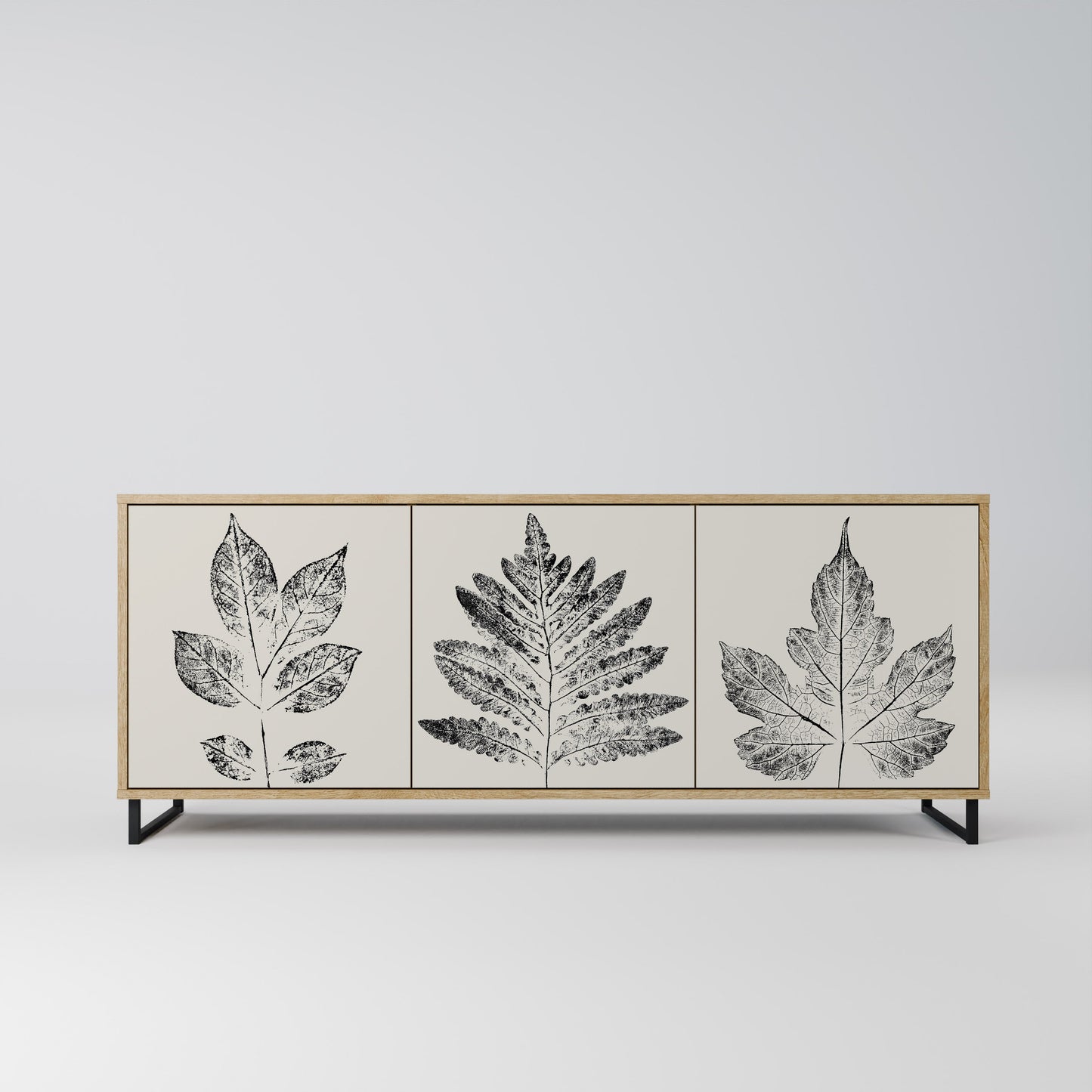 Credenza LEAFY STAMPS a 3 ante in effetto rovere