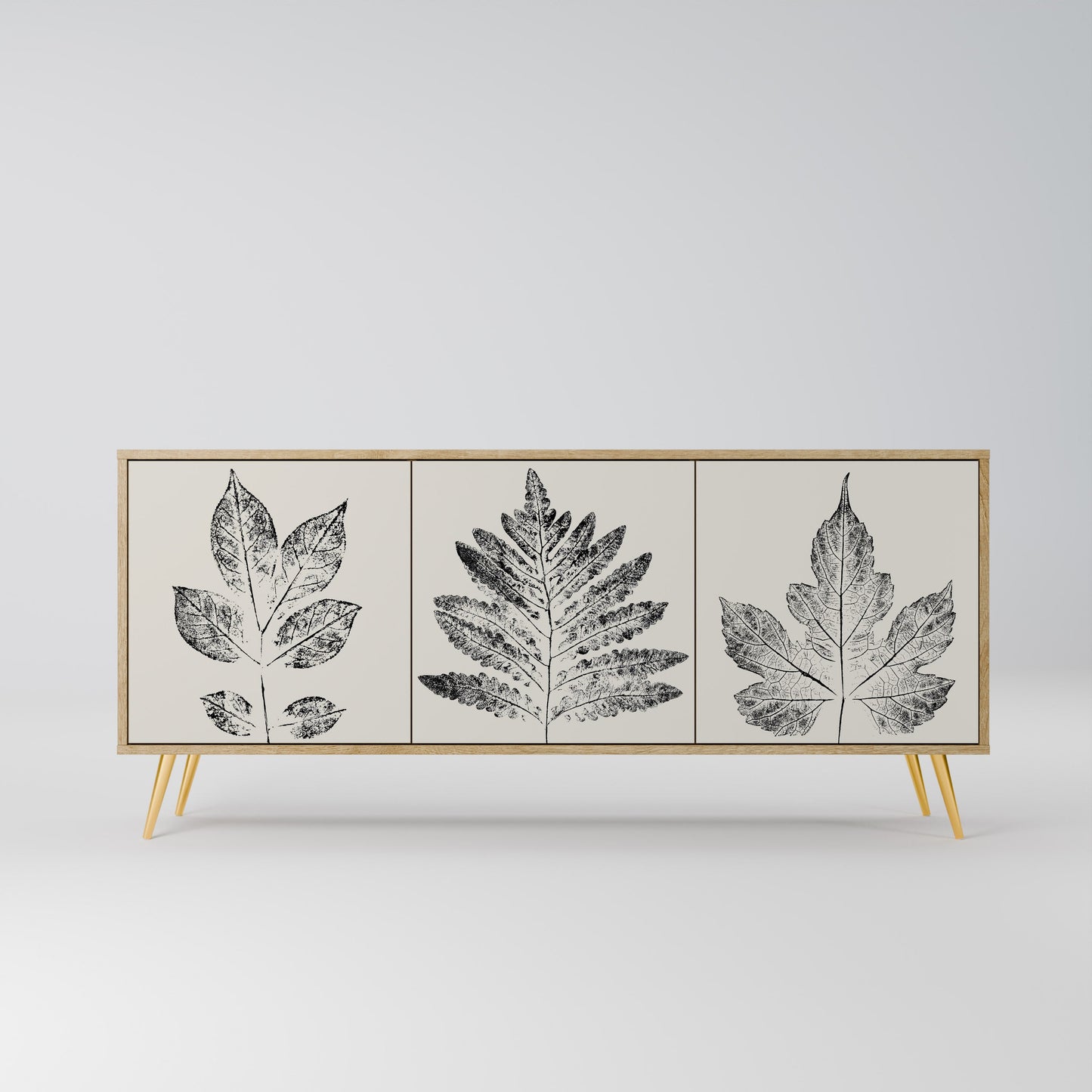 Credenza LEAFY STAMPS a 3 ante in effetto rovere