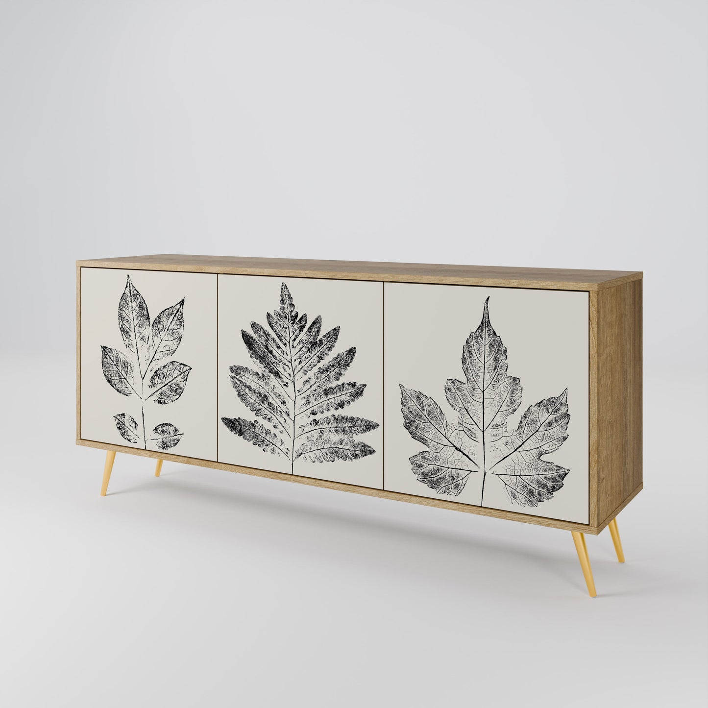 Credenza LEAFY STAMPS a 3 ante in effetto rovere