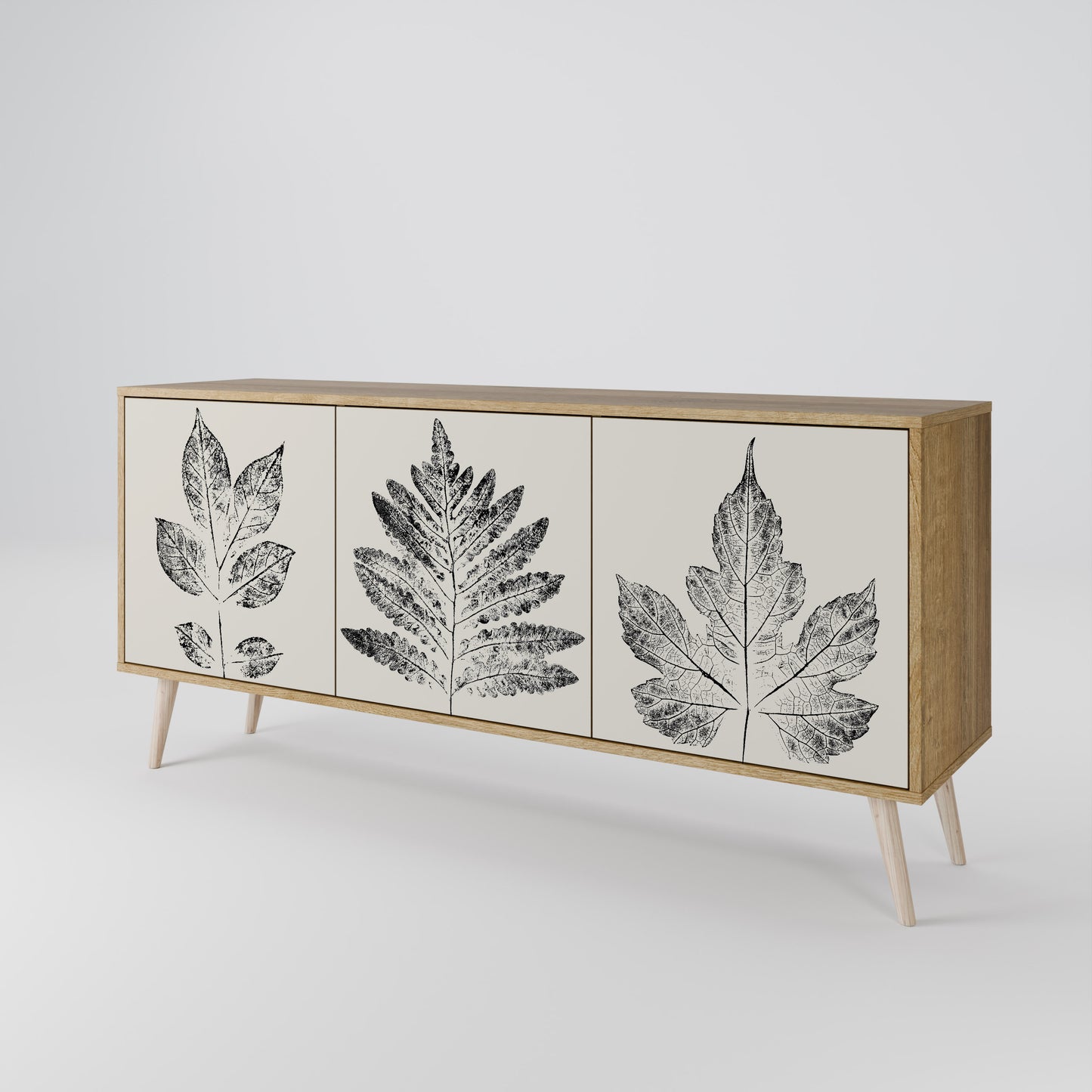 Credenza LEAFY STAMPS a 3 ante in effetto rovere