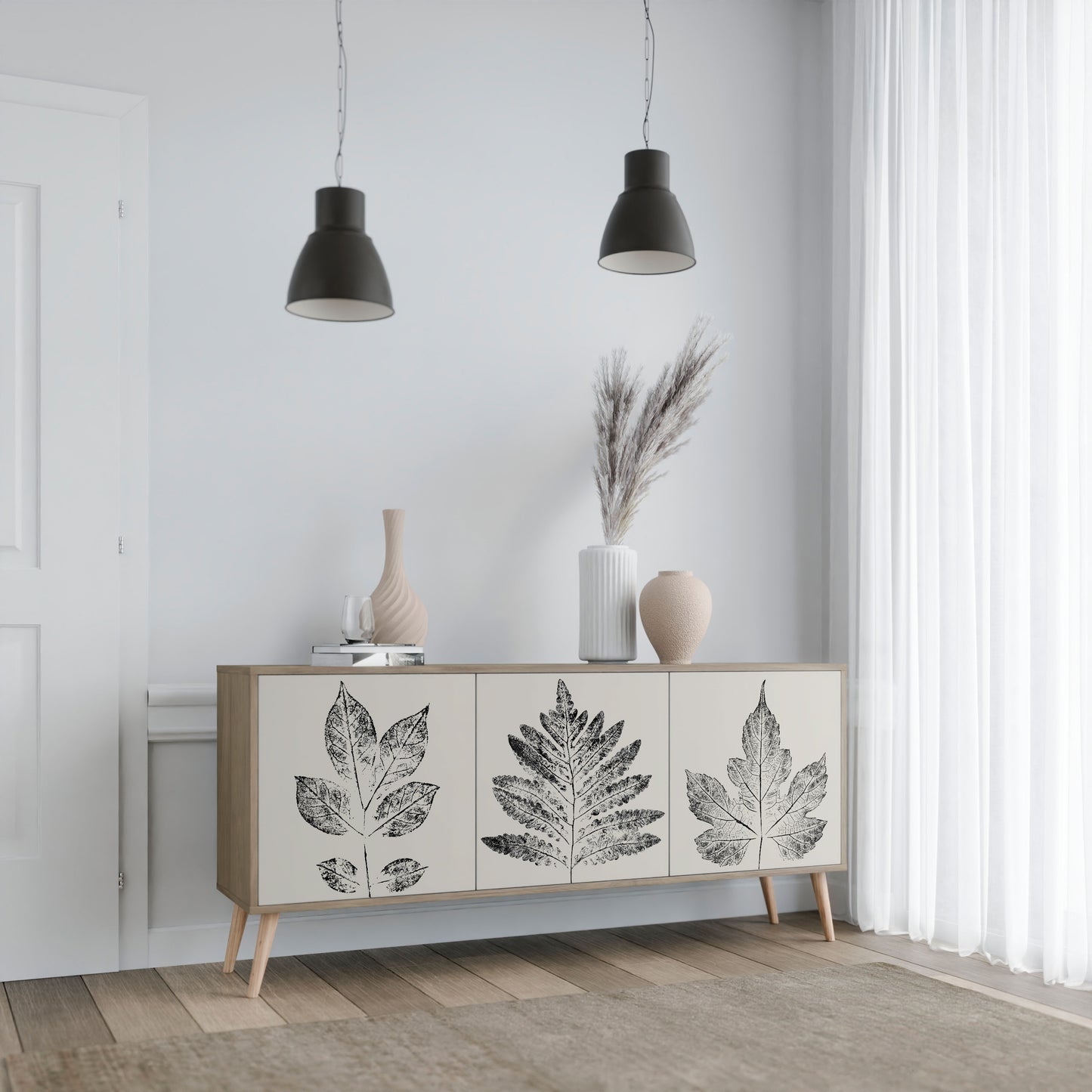 Credenza LEAFY STAMPS a 3 ante in effetto rovere