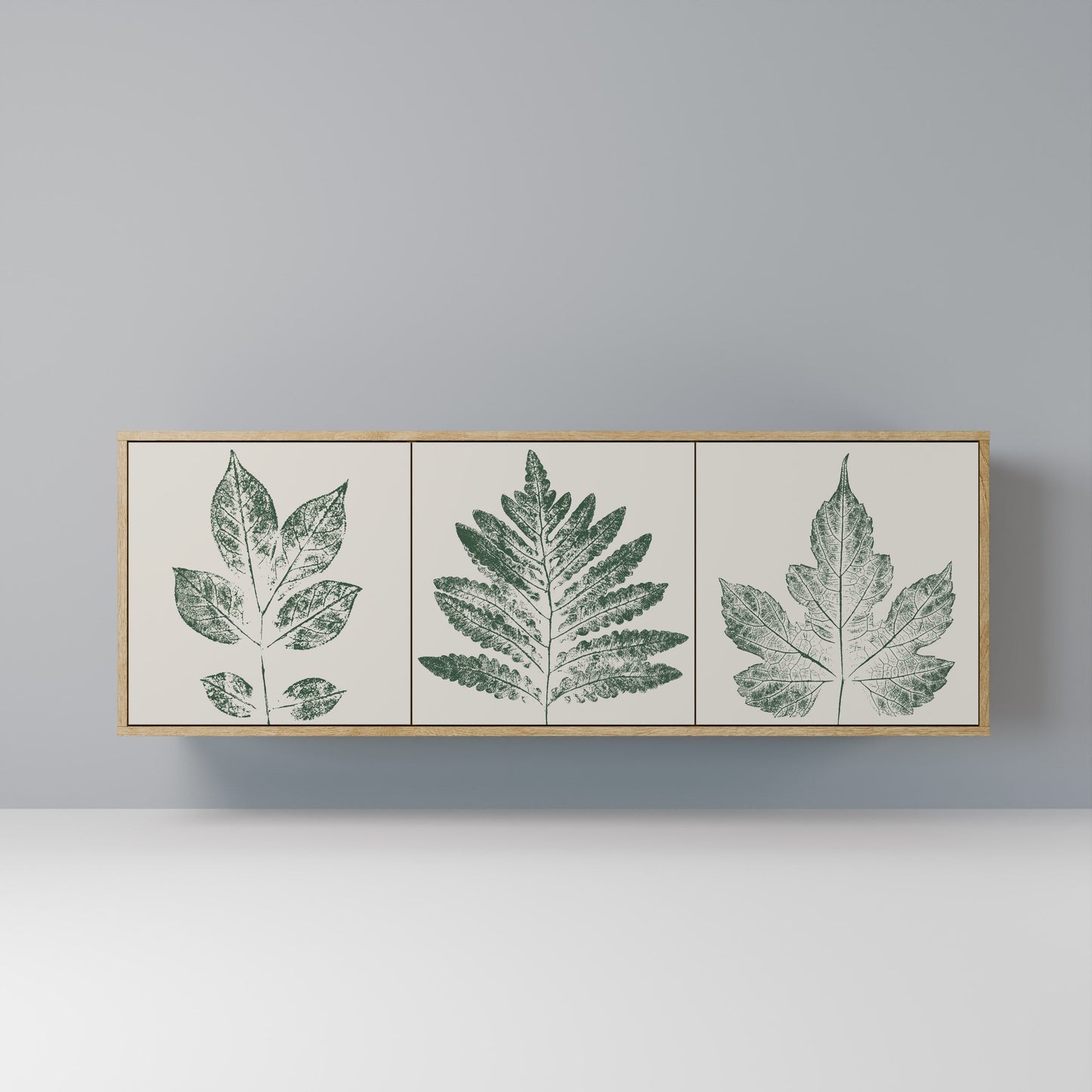 GREEN LEAFY STAMPS 3-Door Sideboard in Oak Effect