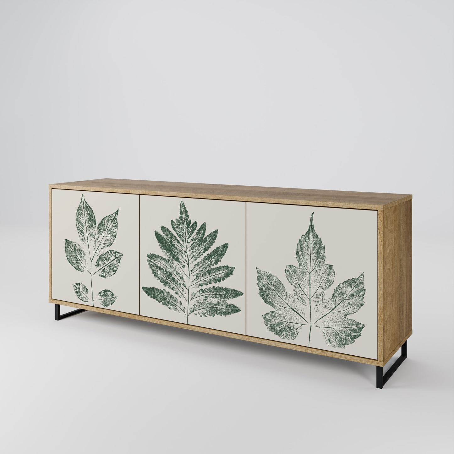 GREEN LEAFY STAMPS 3-Door Sideboard in Oak Effect