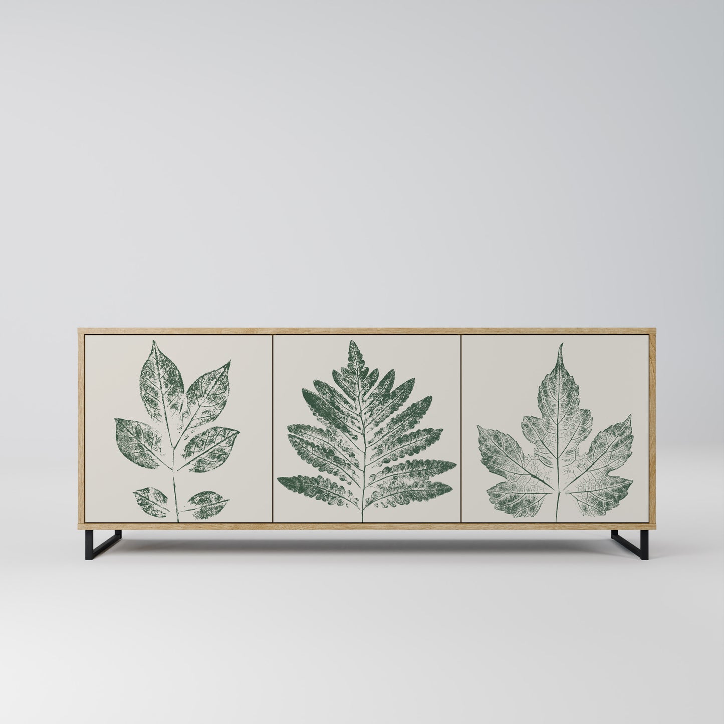 GREEN LEAFY STAMPS 3-Door Sideboard in Oak Effect