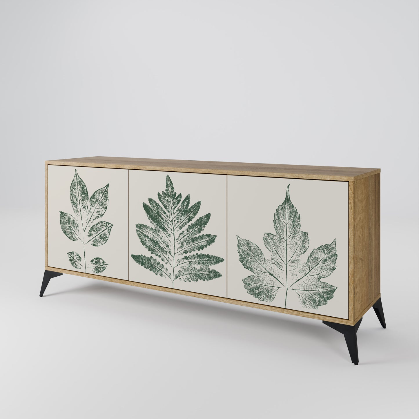 GREEN LEAFY STAMPS 3-Door Sideboard in Oak Effect