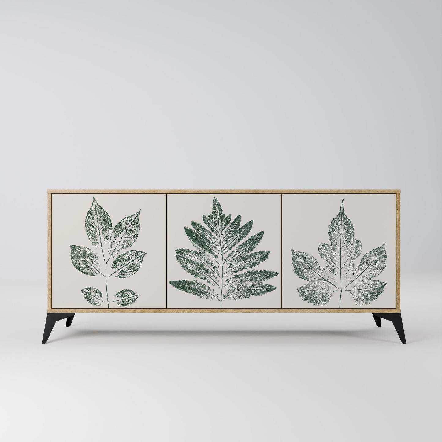 GREEN LEAFY STAMPS 3-Door Sideboard in Oak Effect