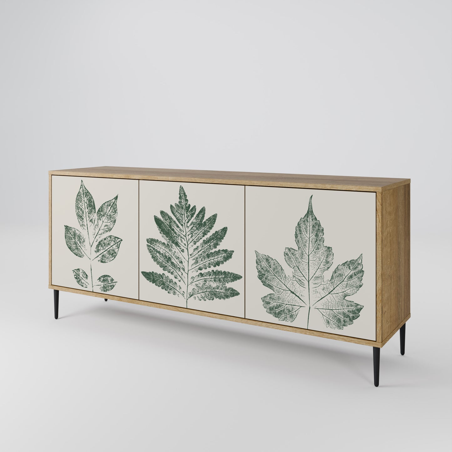 GREEN LEAFY STAMPS 3-Door Sideboard in Oak Effect