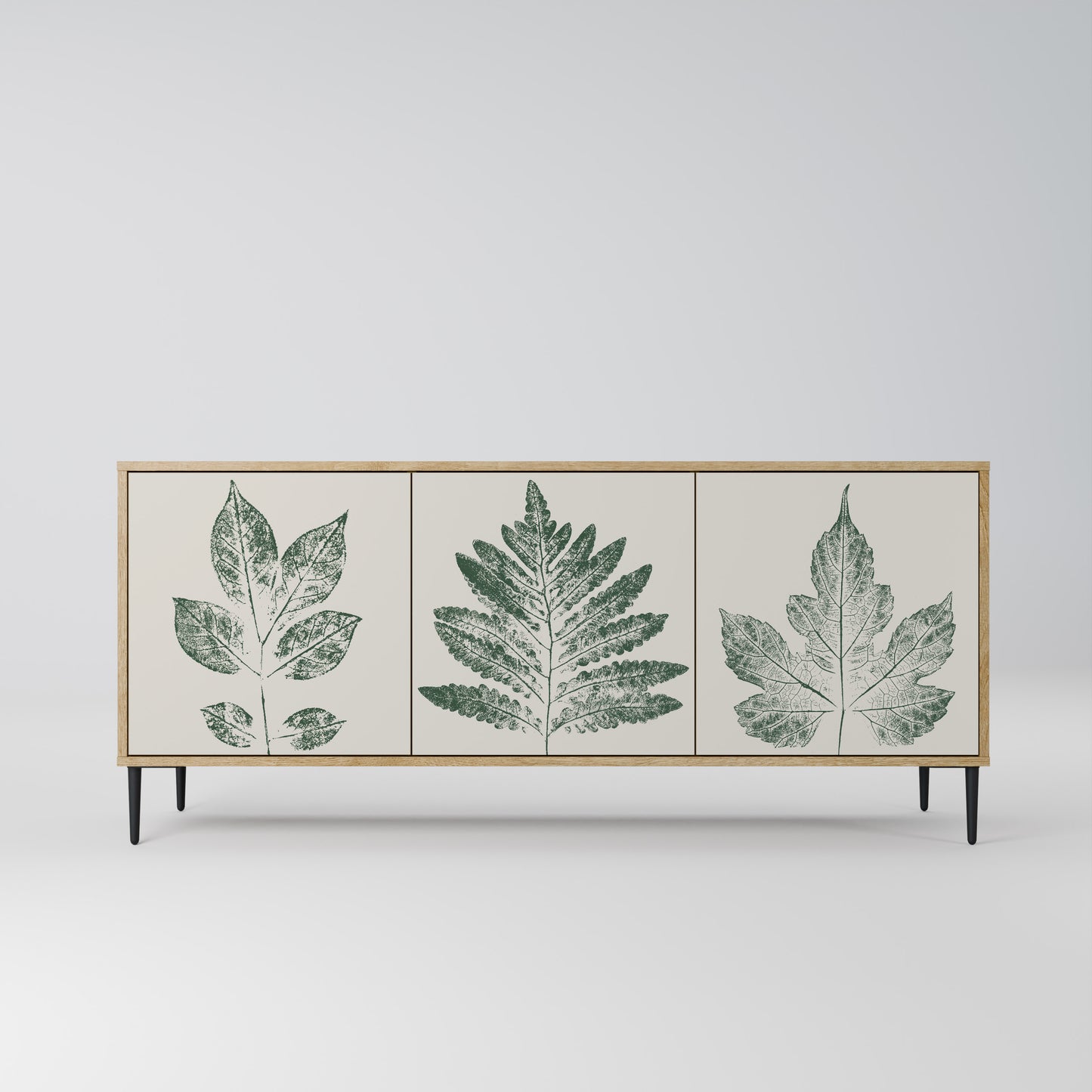 GREEN LEAFY STAMPS 3-Door Sideboard in Oak Effect