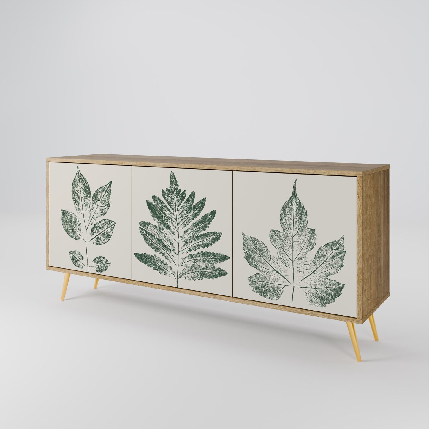 GREEN LEAFY STAMPS 3-Door Sideboard in Oak Effect
