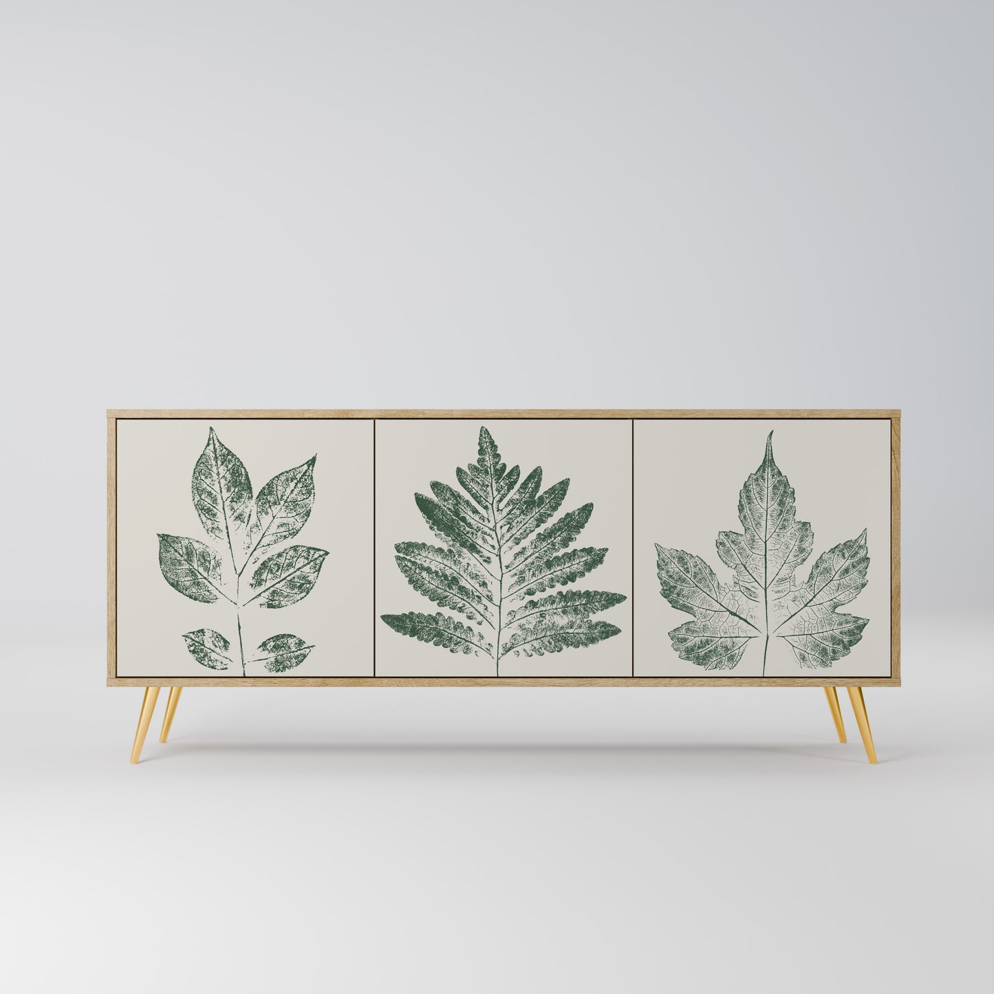 GREEN LEAFY STAMPS 3-Door Sideboard in Oak Effect