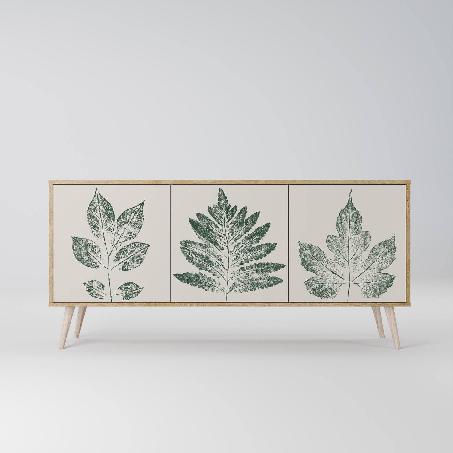 GREEN LEAFY STAMPS 3-Door Sideboard in Oak Effect
