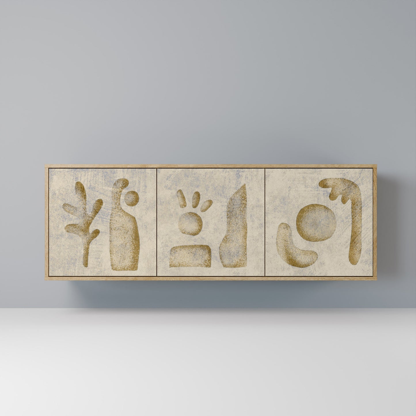Credenza a 3 ante SAND SCULPTURES in effetto rovere