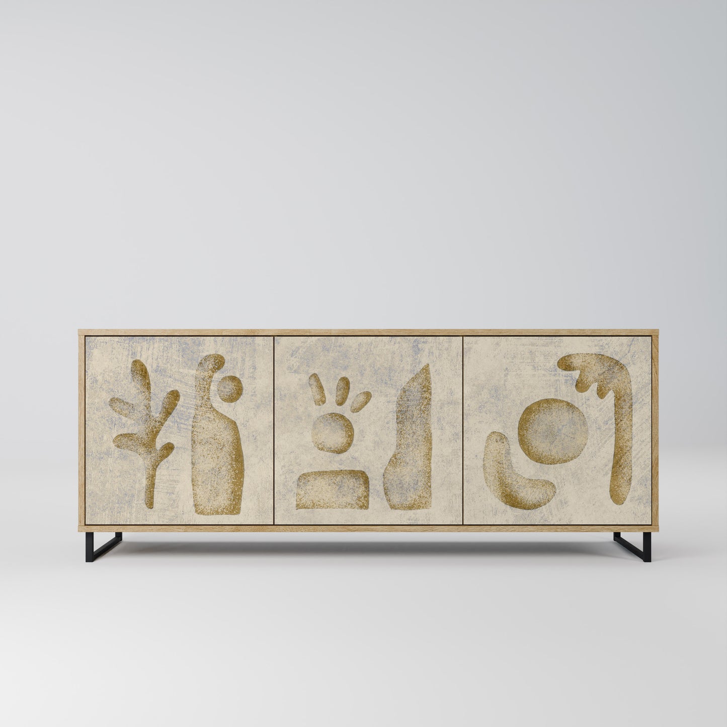 Credenza a 3 ante SAND SCULPTURES in effetto rovere