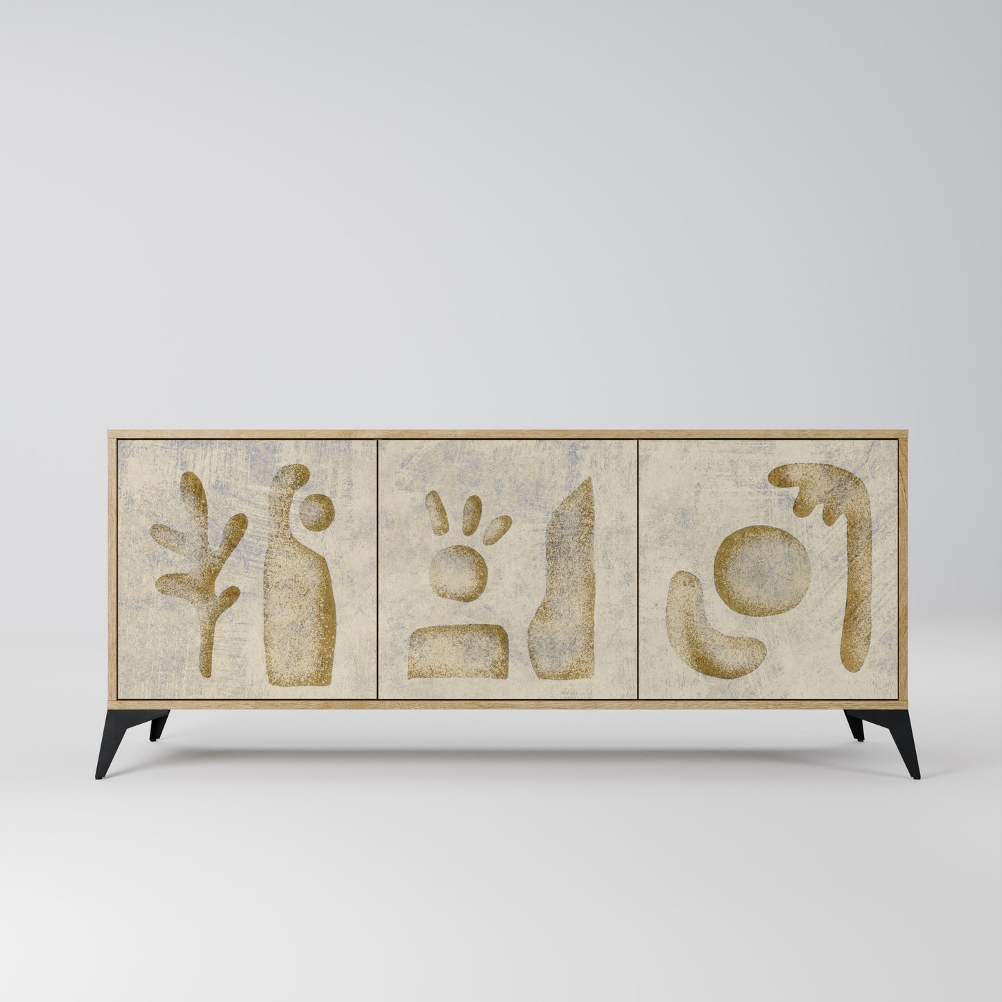 Credenza a 3 ante SAND SCULPTURES in effetto rovere