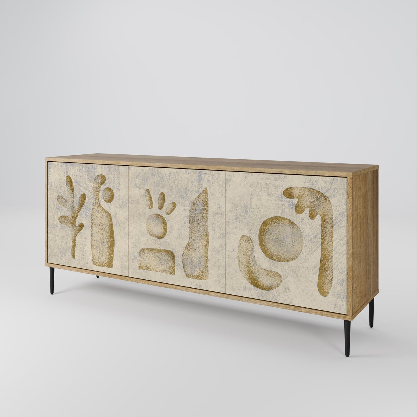 Credenza a 3 ante SAND SCULPTURES in effetto rovere