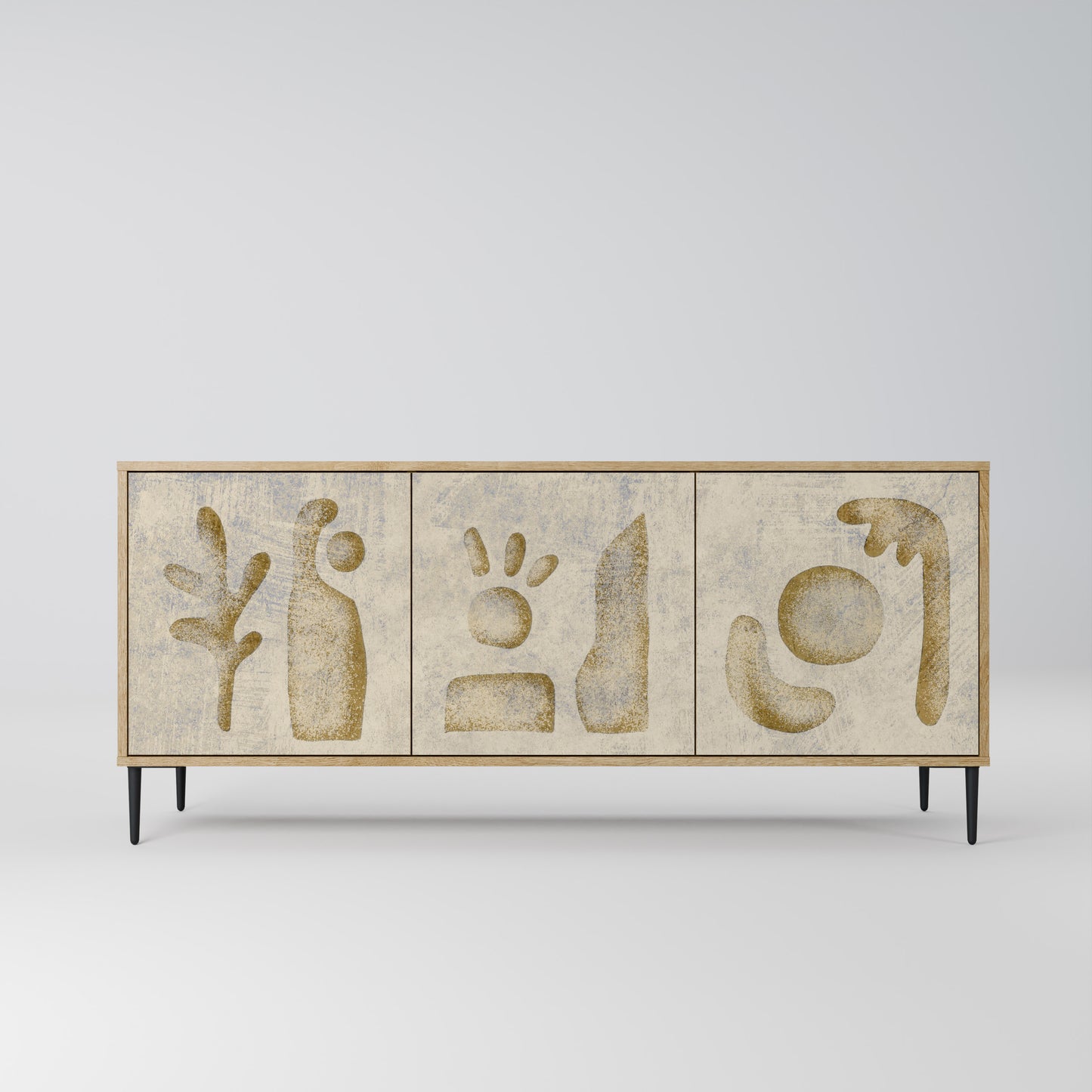 Credenza a 3 ante SAND SCULPTURES in effetto rovere