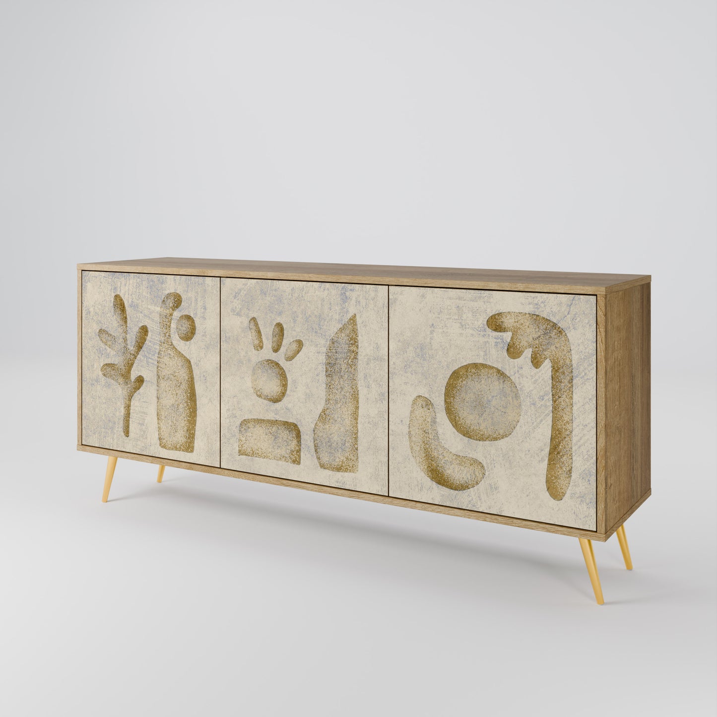 Credenza a 3 ante SAND SCULPTURES in effetto rovere