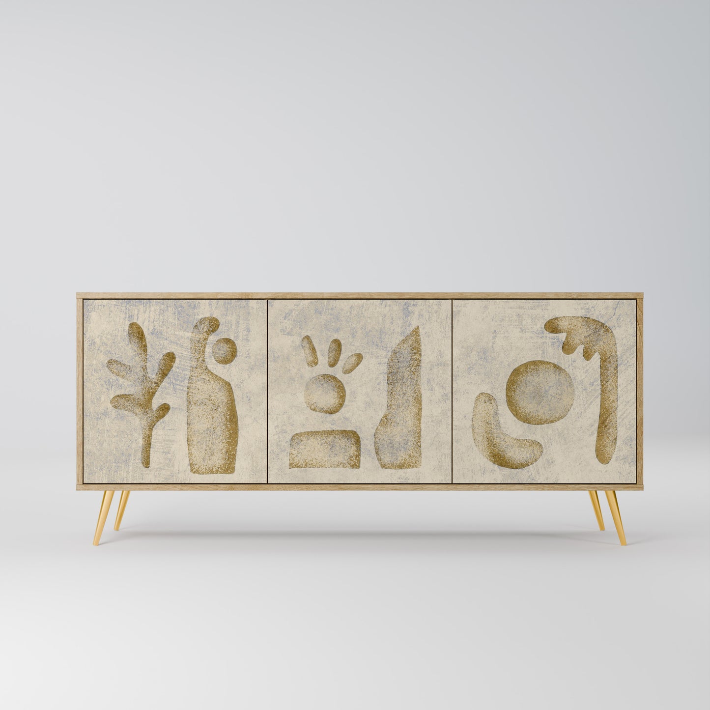 Credenza a 3 ante SAND SCULPTURES in effetto rovere