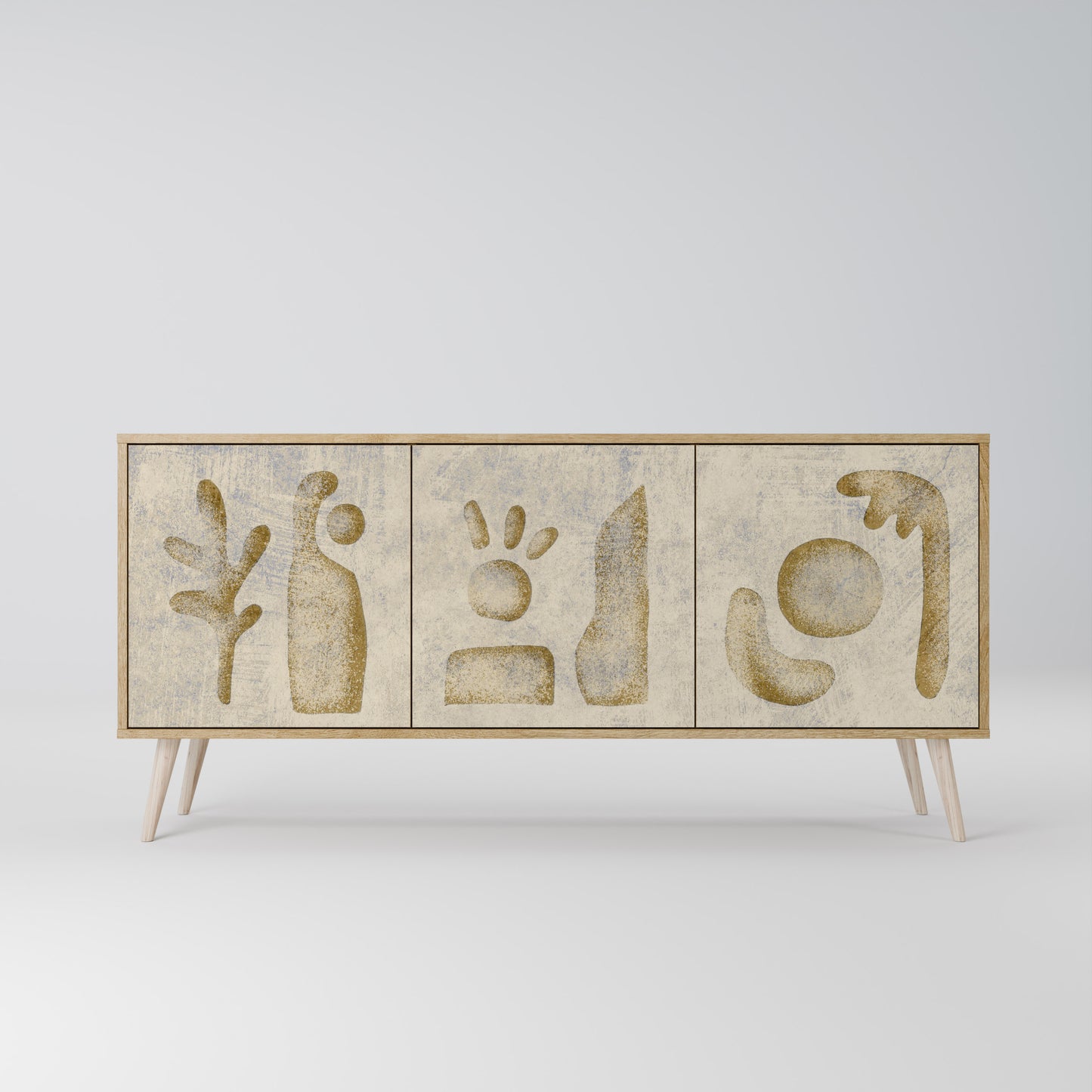 Credenza a 3 ante SAND SCULPTURES in effetto rovere