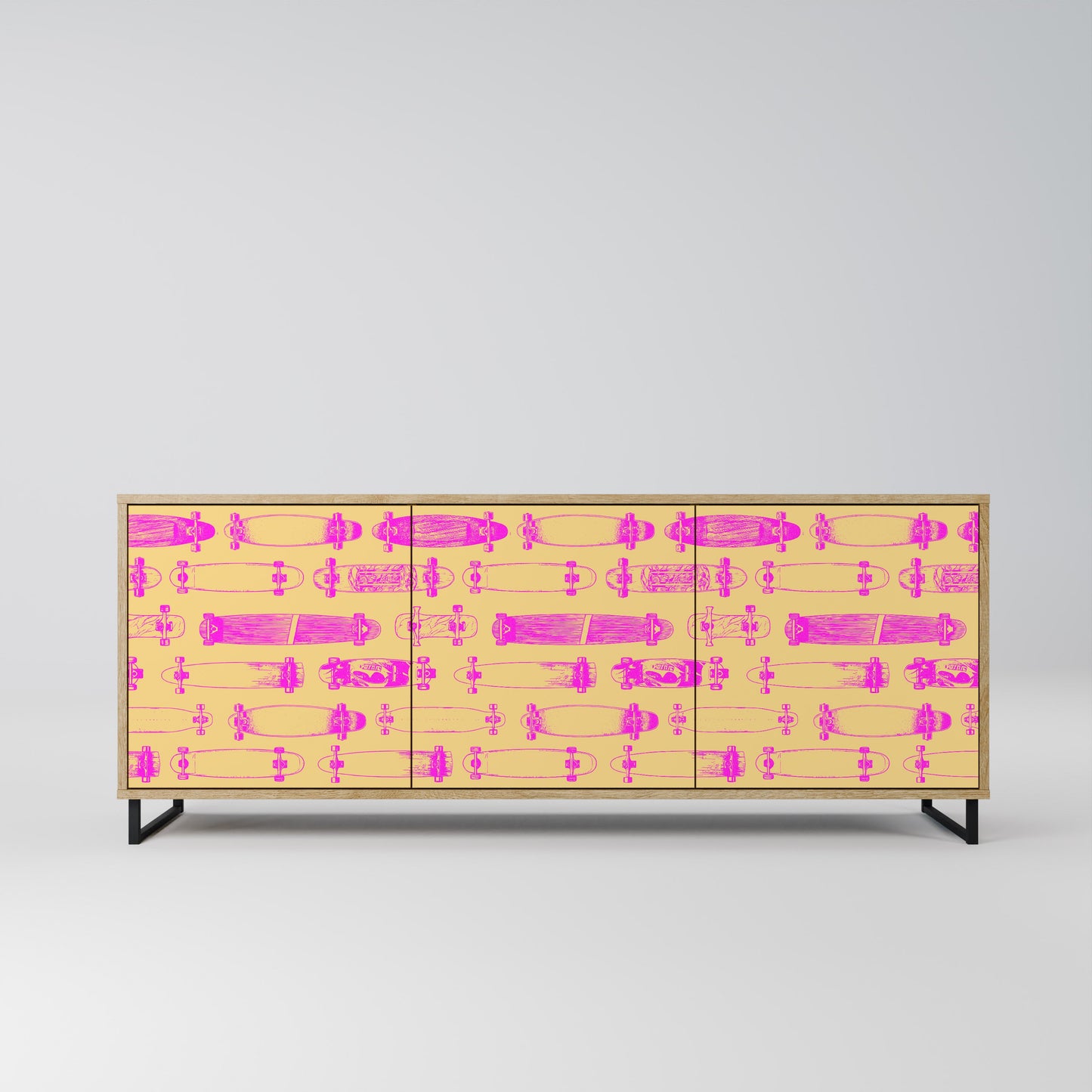 SKATEBOARD ARTISTRY 3-Door Sideboard in Oak Effect