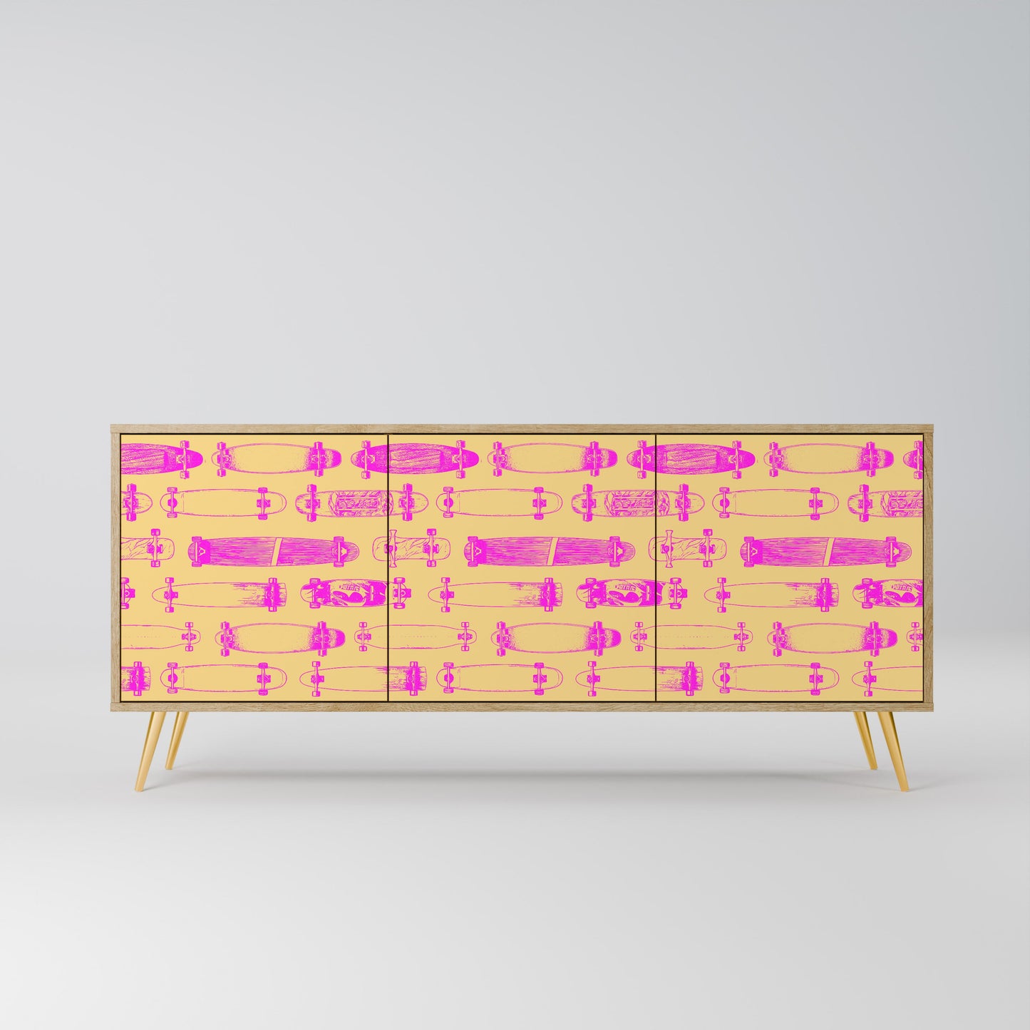 SKATEBOARD ARTISTRY 3-Door Sideboard in Oak Effect