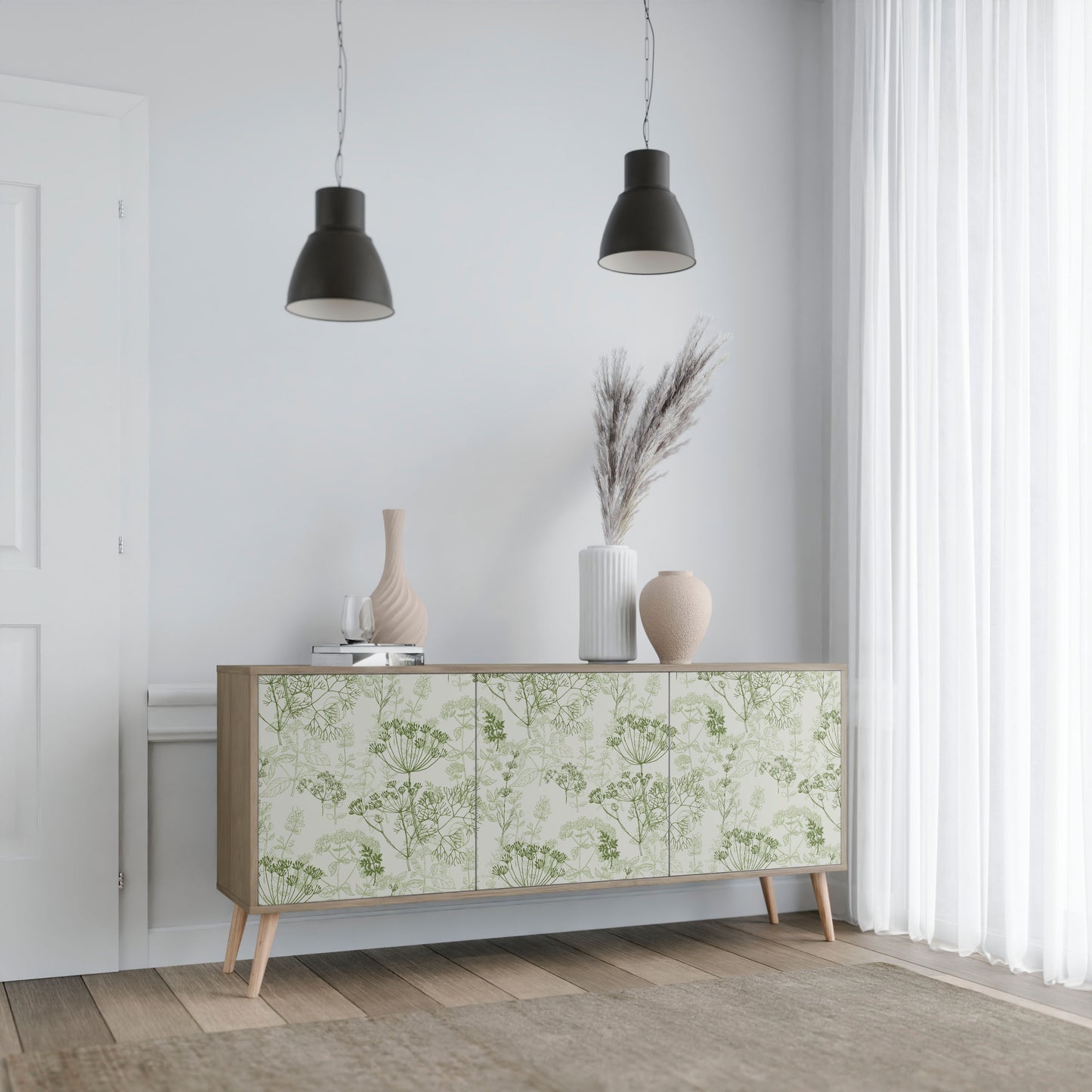 Credenza a 3 ante FENNEL BALDACHIN in effetto rovere