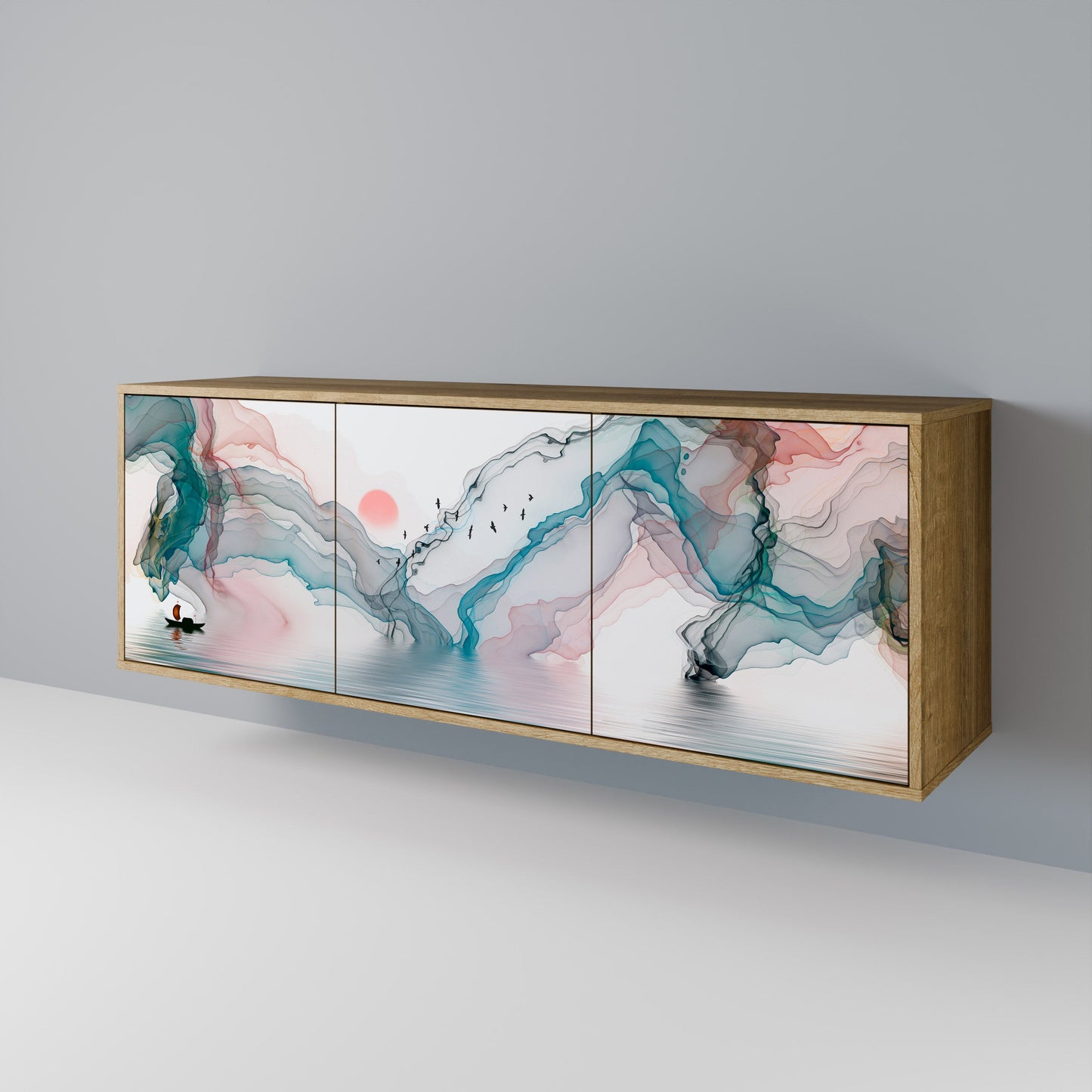 VELVET CROSSING 3-Door Sideboard in Oak Effect