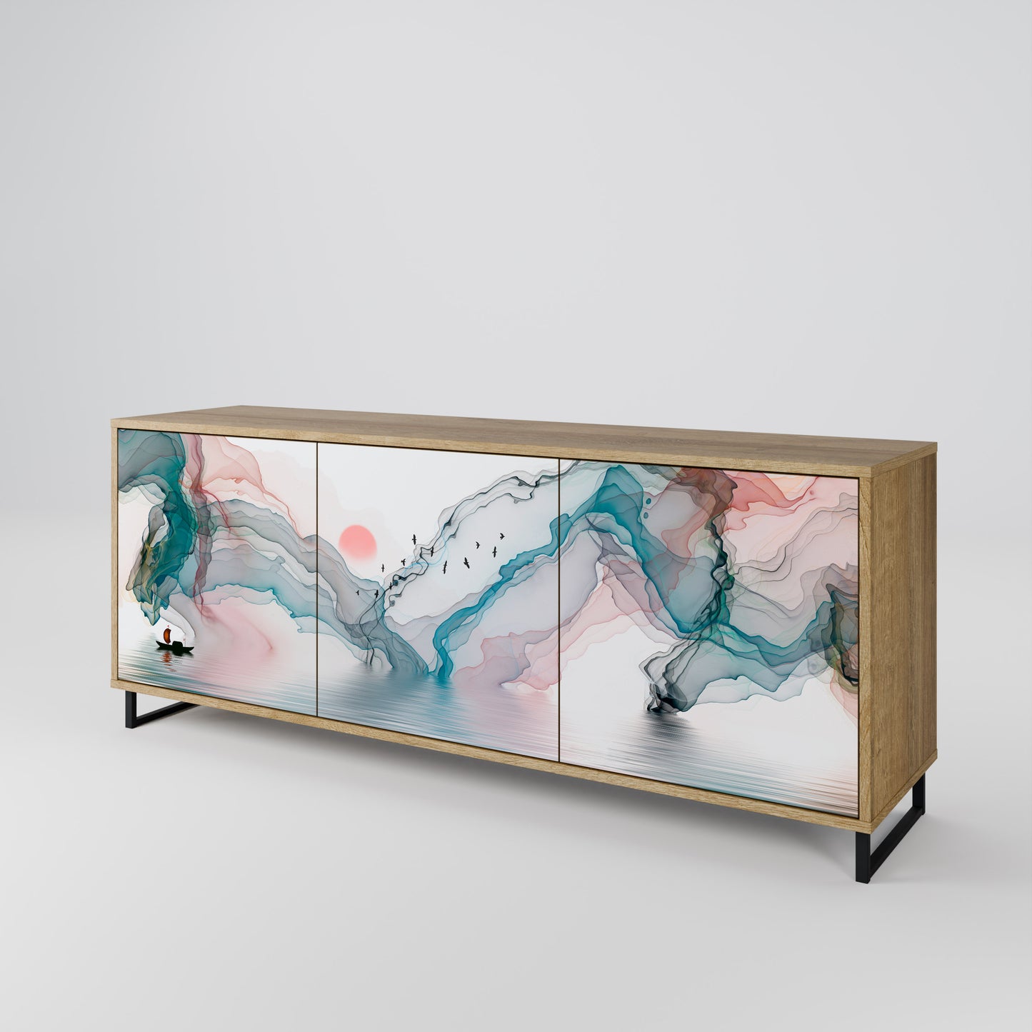 VELVET CROSSING 3-Door Sideboard in Oak Effect
