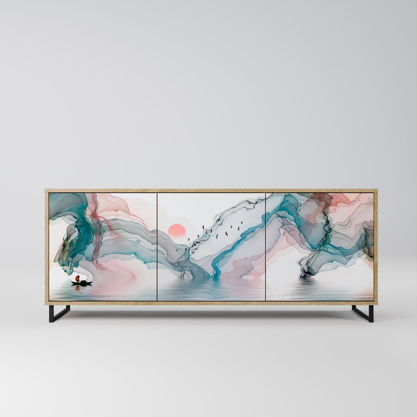 VELVET CROSSING 3-Door Sideboard in Oak Effect