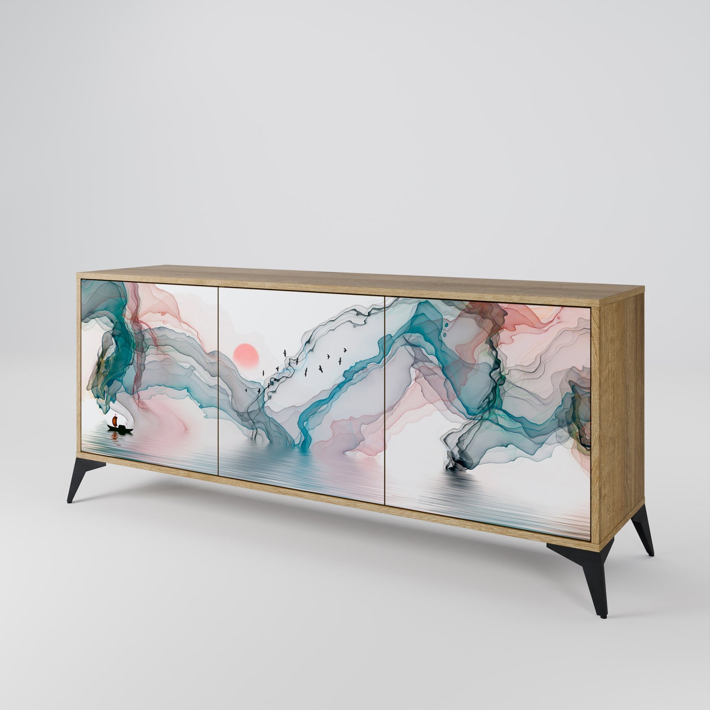 VELVET CROSSING 3-Door Sideboard in Oak Effect