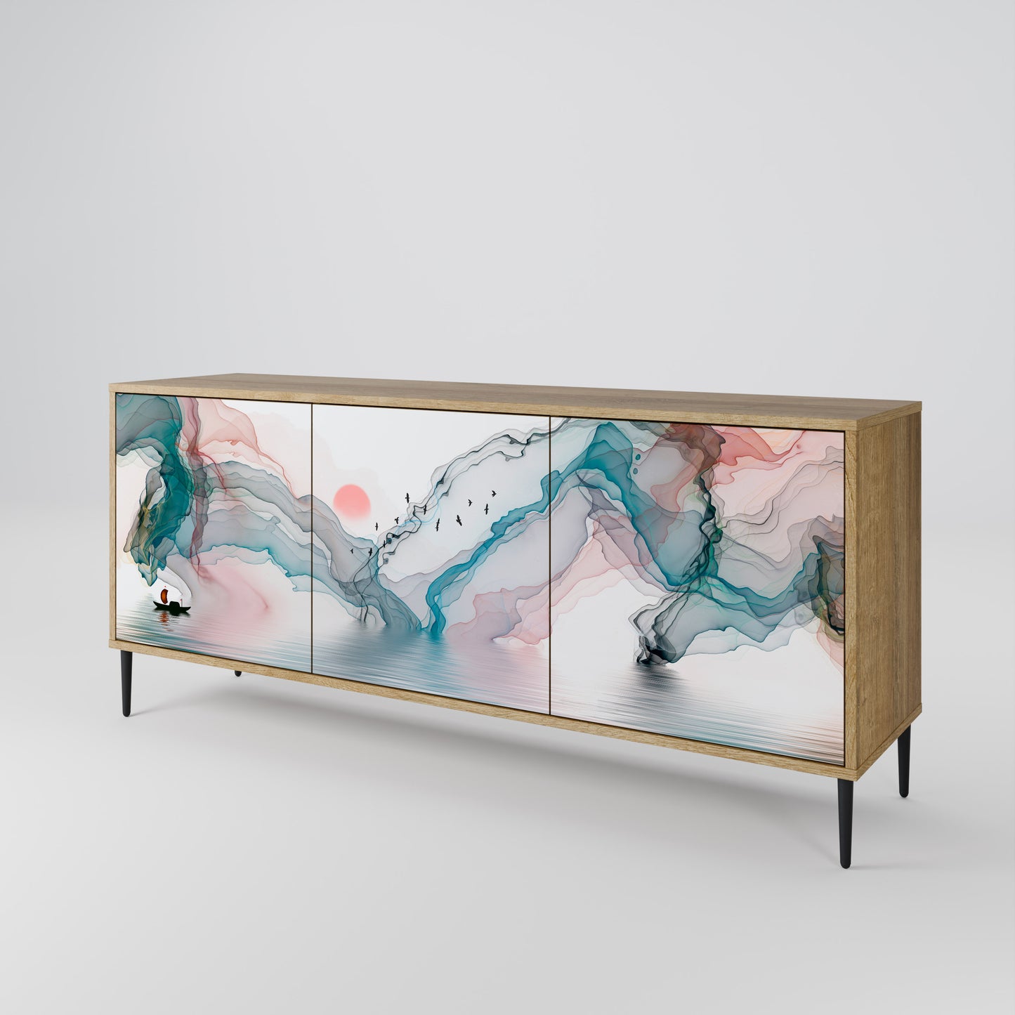 VELVET CROSSING 3-Door Sideboard in Oak Effect