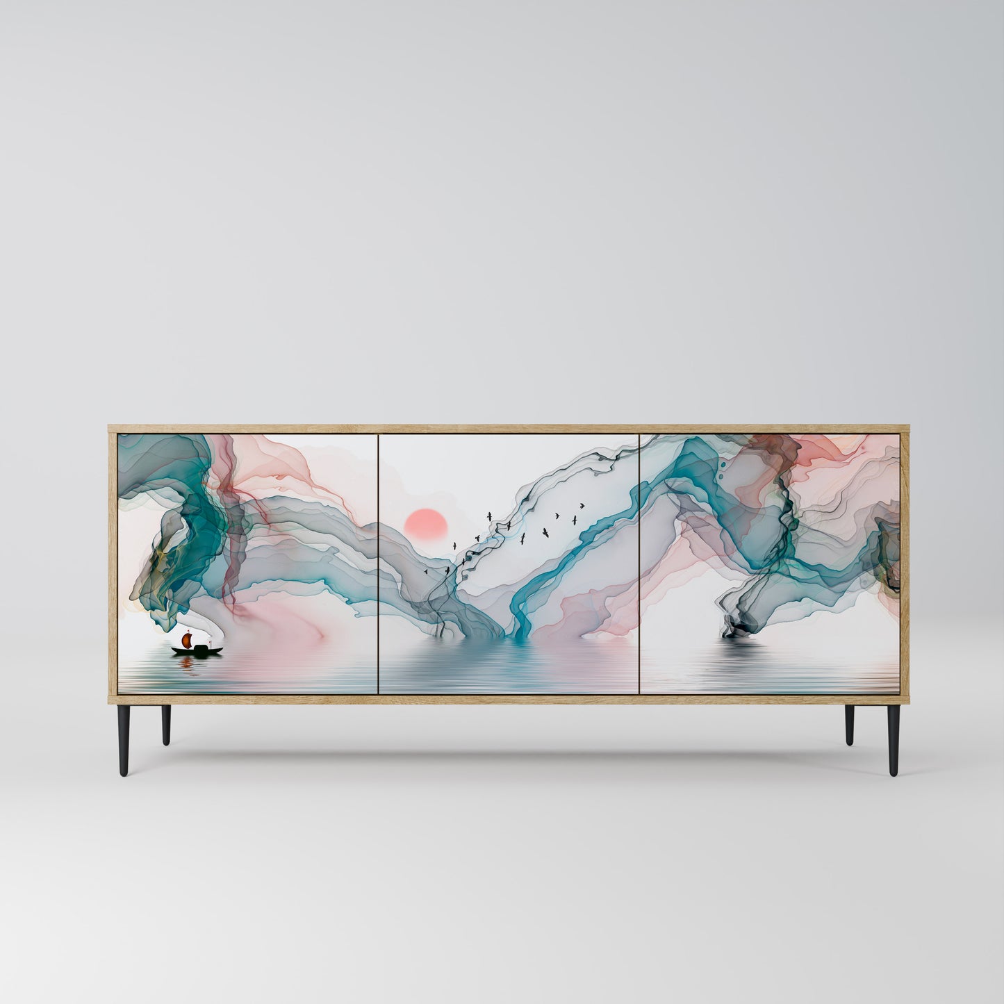 VELVET CROSSING 3-Door Sideboard in Oak Effect