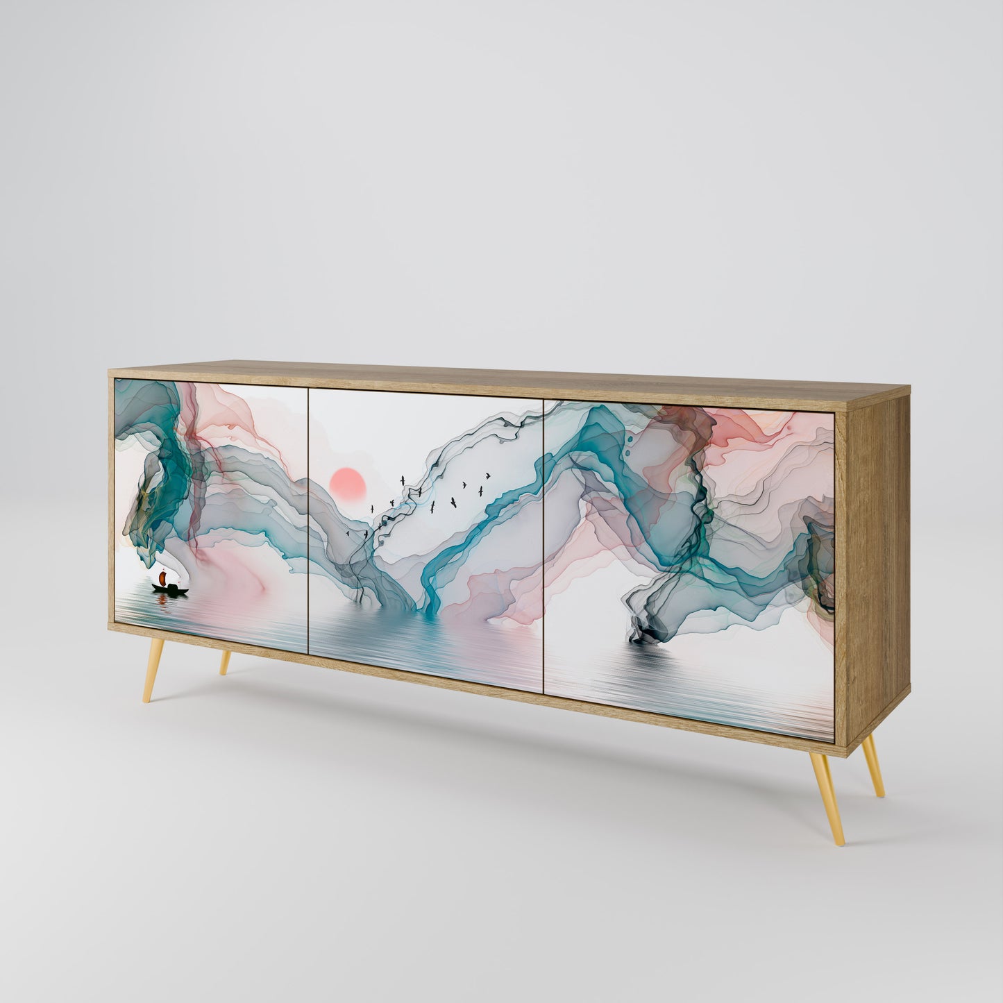 VELVET CROSSING 3-Door Sideboard in Oak Effect