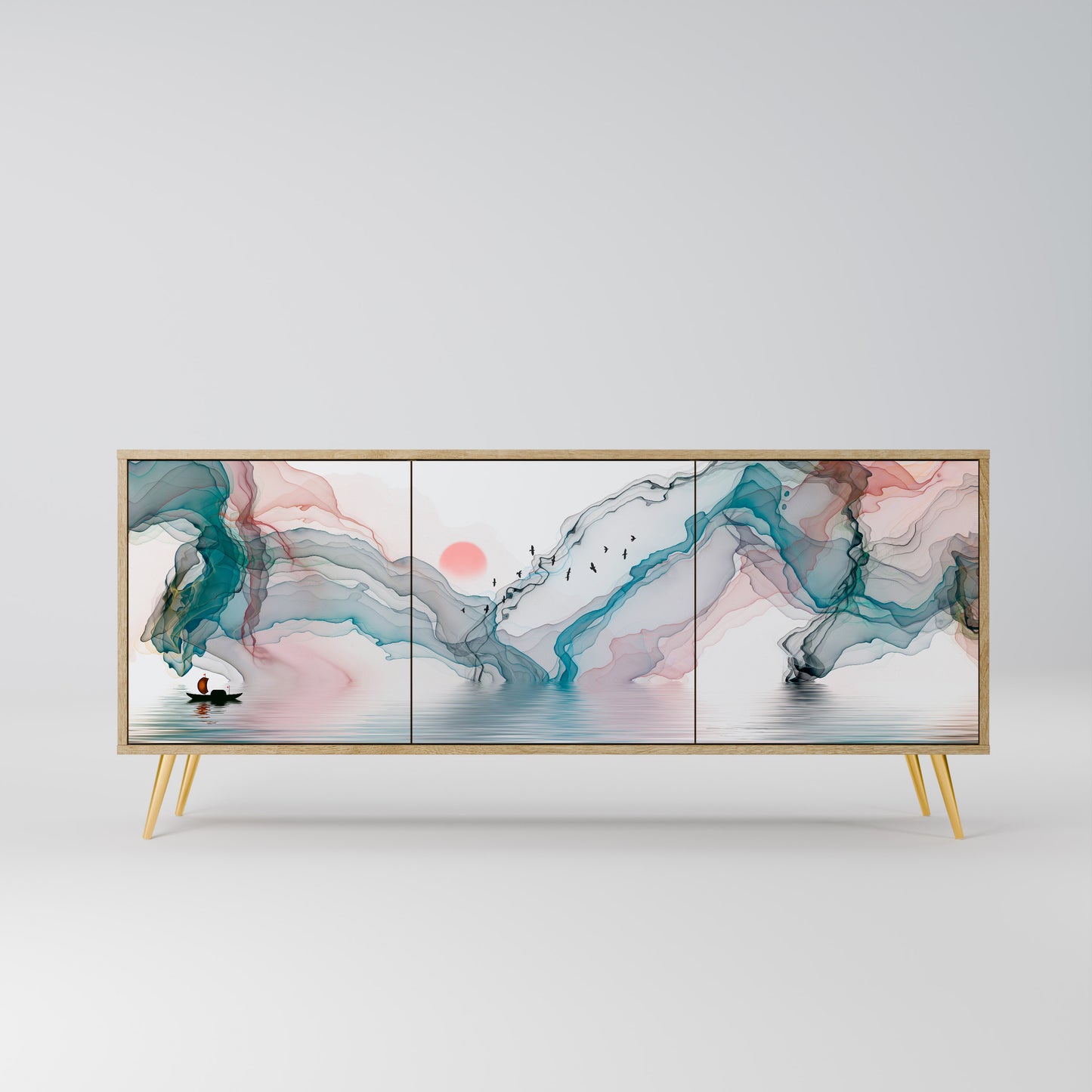 VELVET CROSSING 3-Door Sideboard in Oak Effect