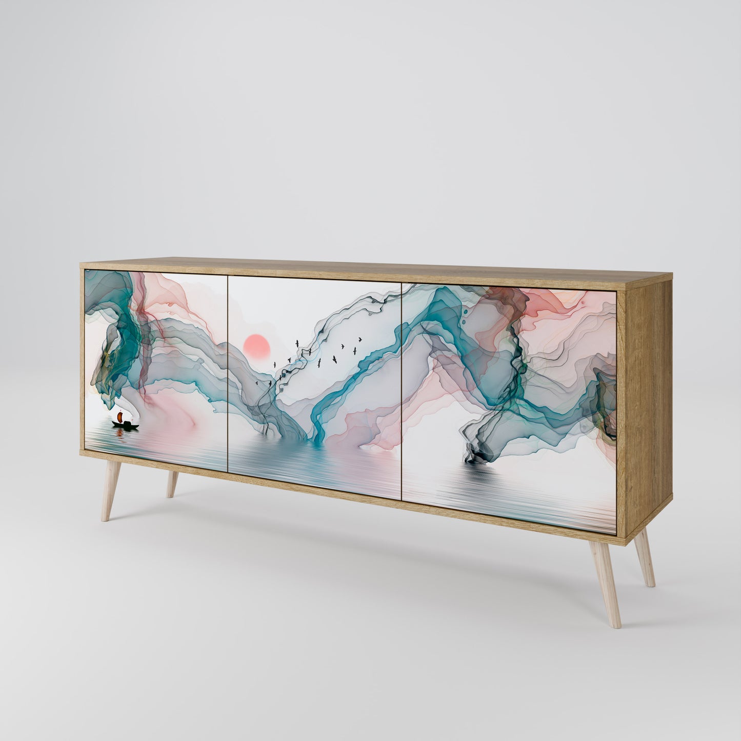 VELVET CROSSING 3-Door Sideboard in Oak Effect
