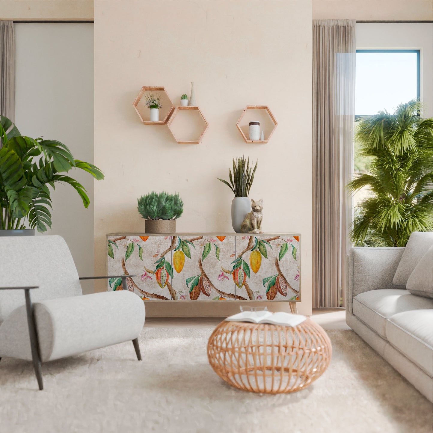 Credenza a 3 ante COCOA FRUITS in effetto rovere