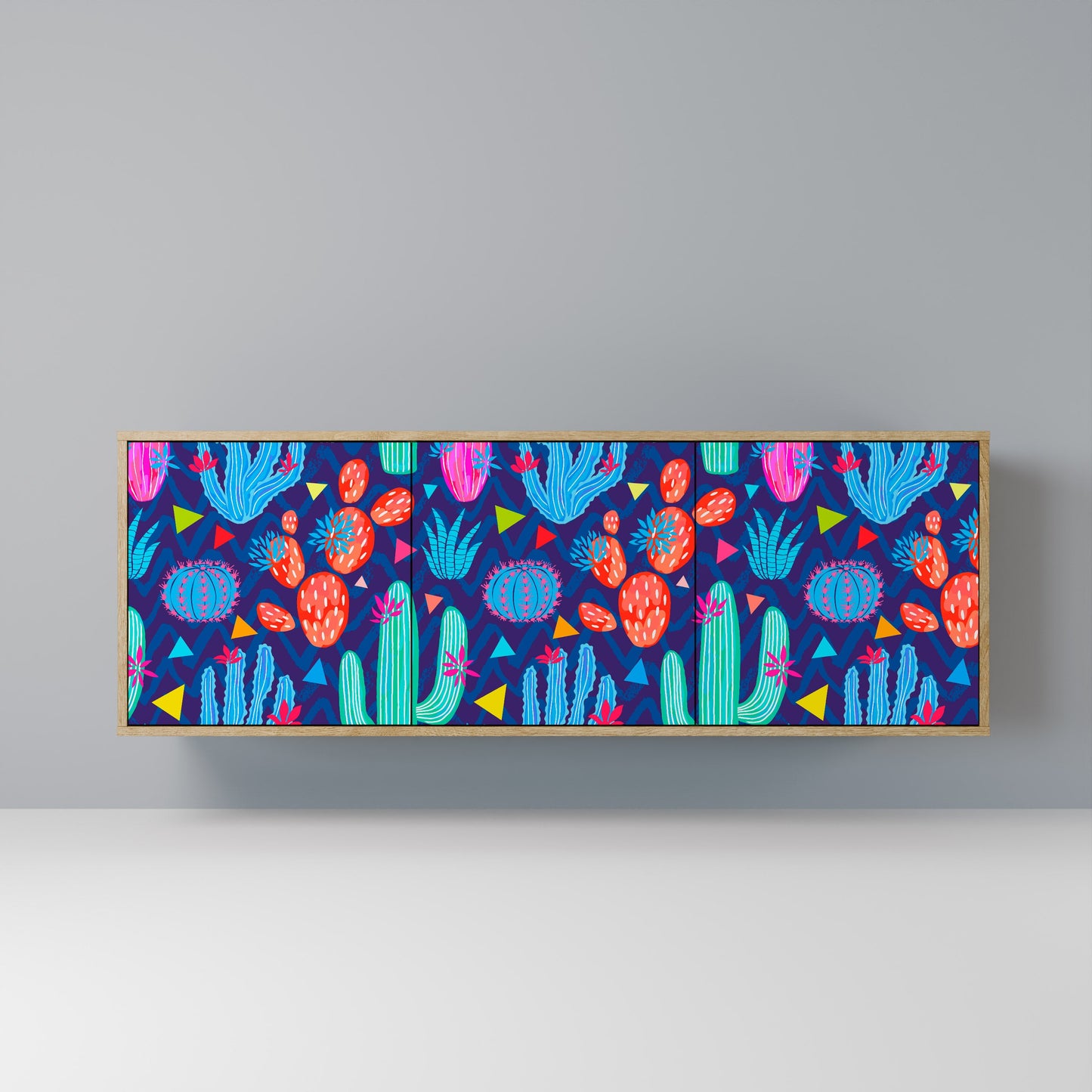 CACTUS VIBES 3-Door Sideboard in Oak Effect