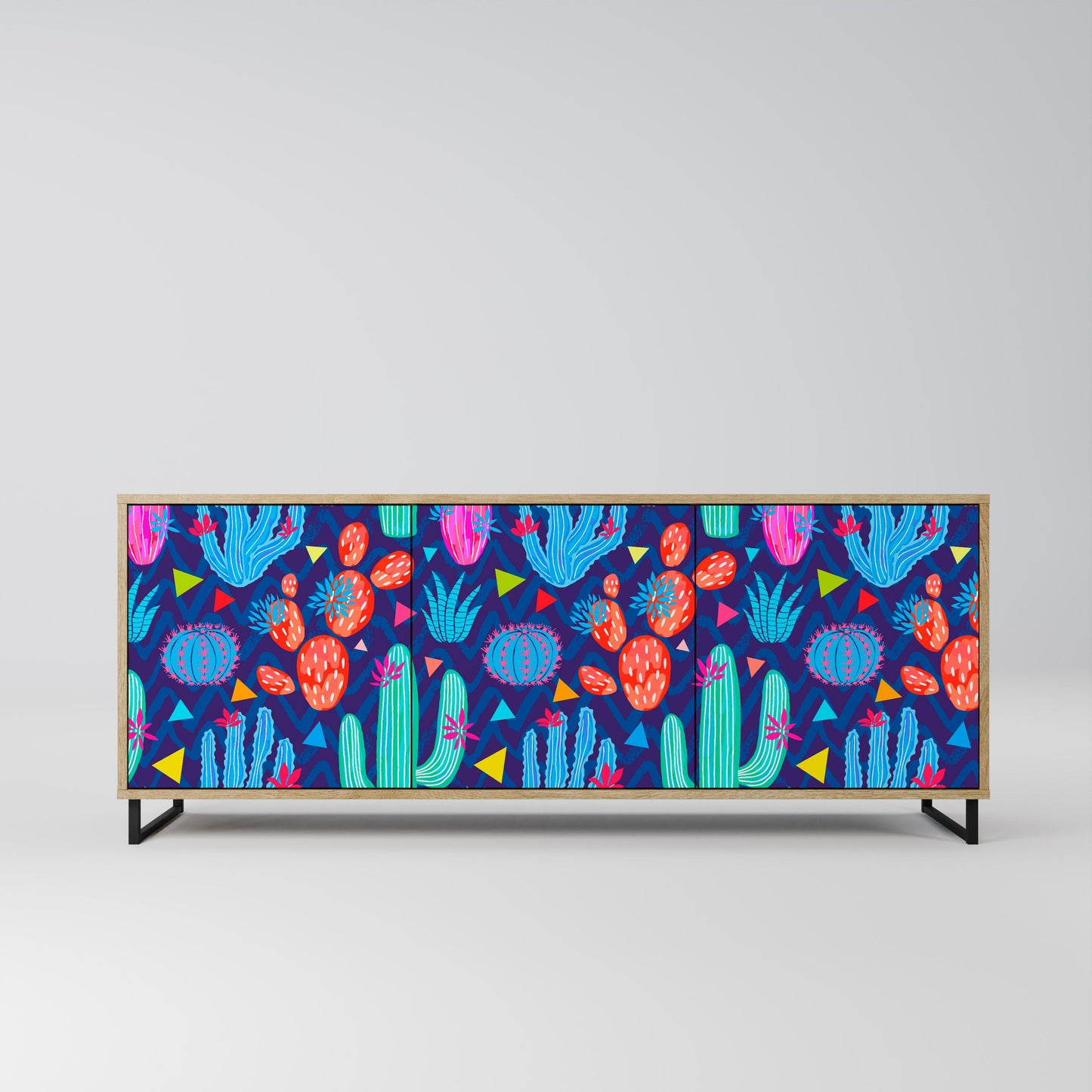 CACTUS VIBES 3-Door Sideboard in Oak Effect