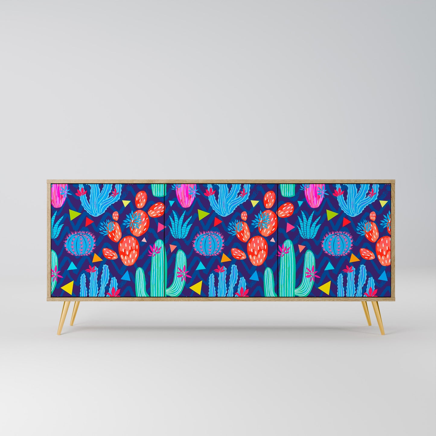 CACTUS VIBES 3-Door Sideboard in Oak Effect