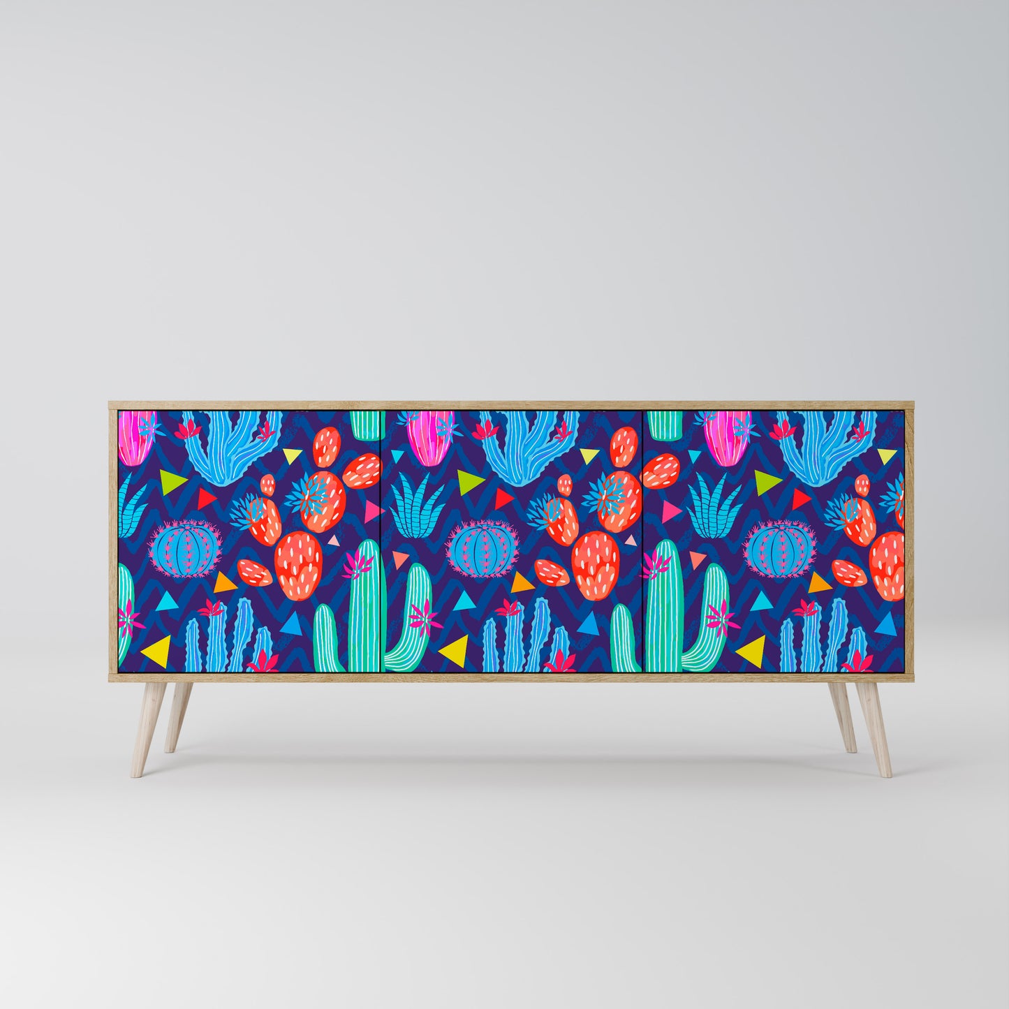CACTUS VIBES 3-Door Sideboard in Oak Effect