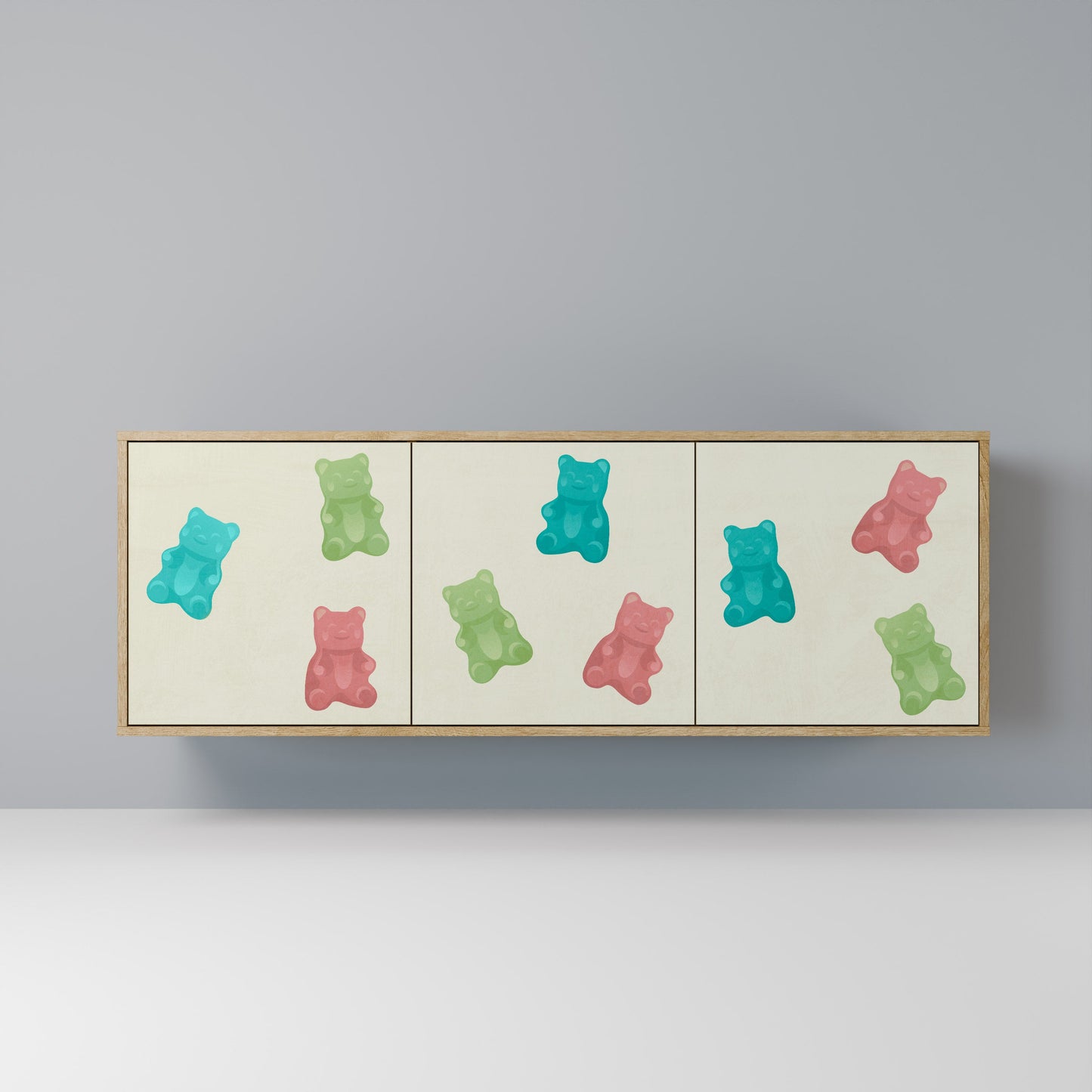 GUMMY BEARS 3-Door Sideboard in Oak Effect