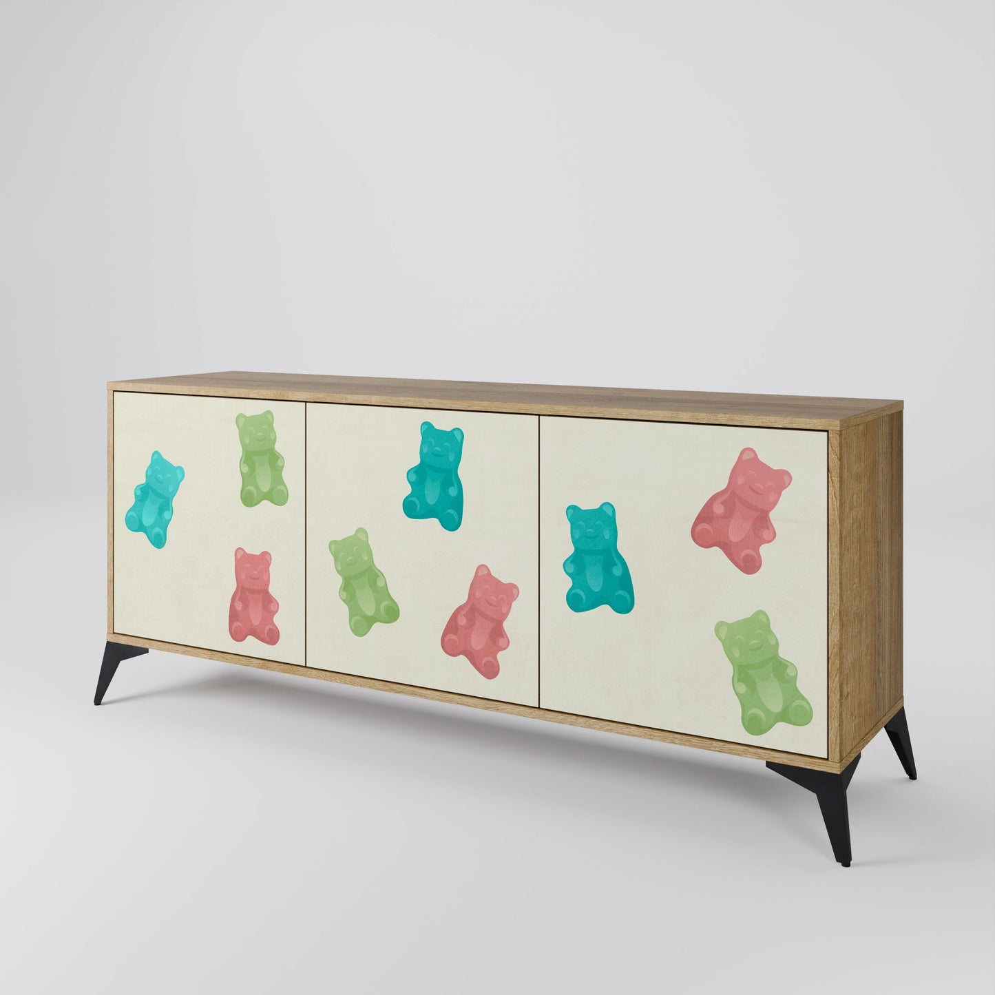 GUMMY BEARS 3-Door Sideboard in Oak Effect