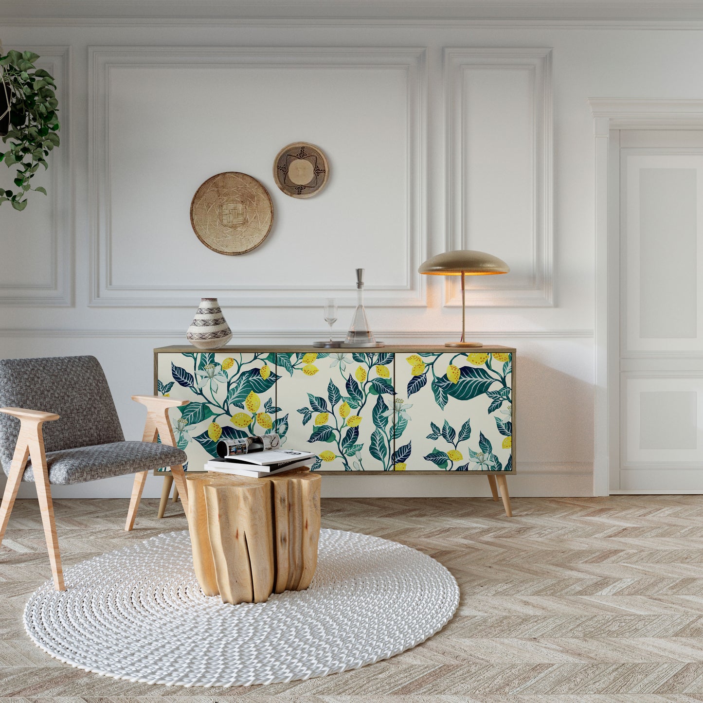 Credenza LEMON TREE a 3 ante effetto rovere