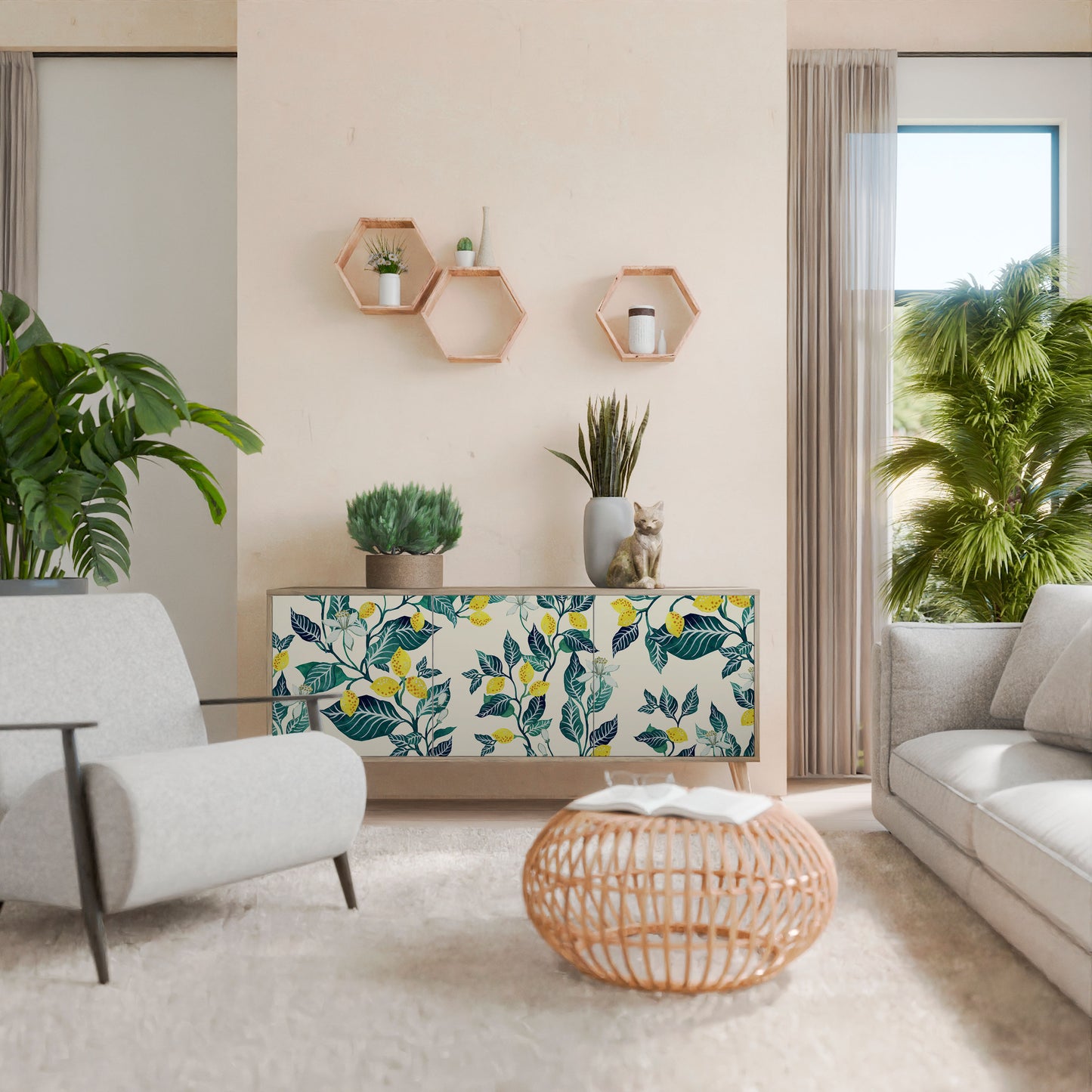 Credenza LEMON TREE a 3 ante effetto rovere