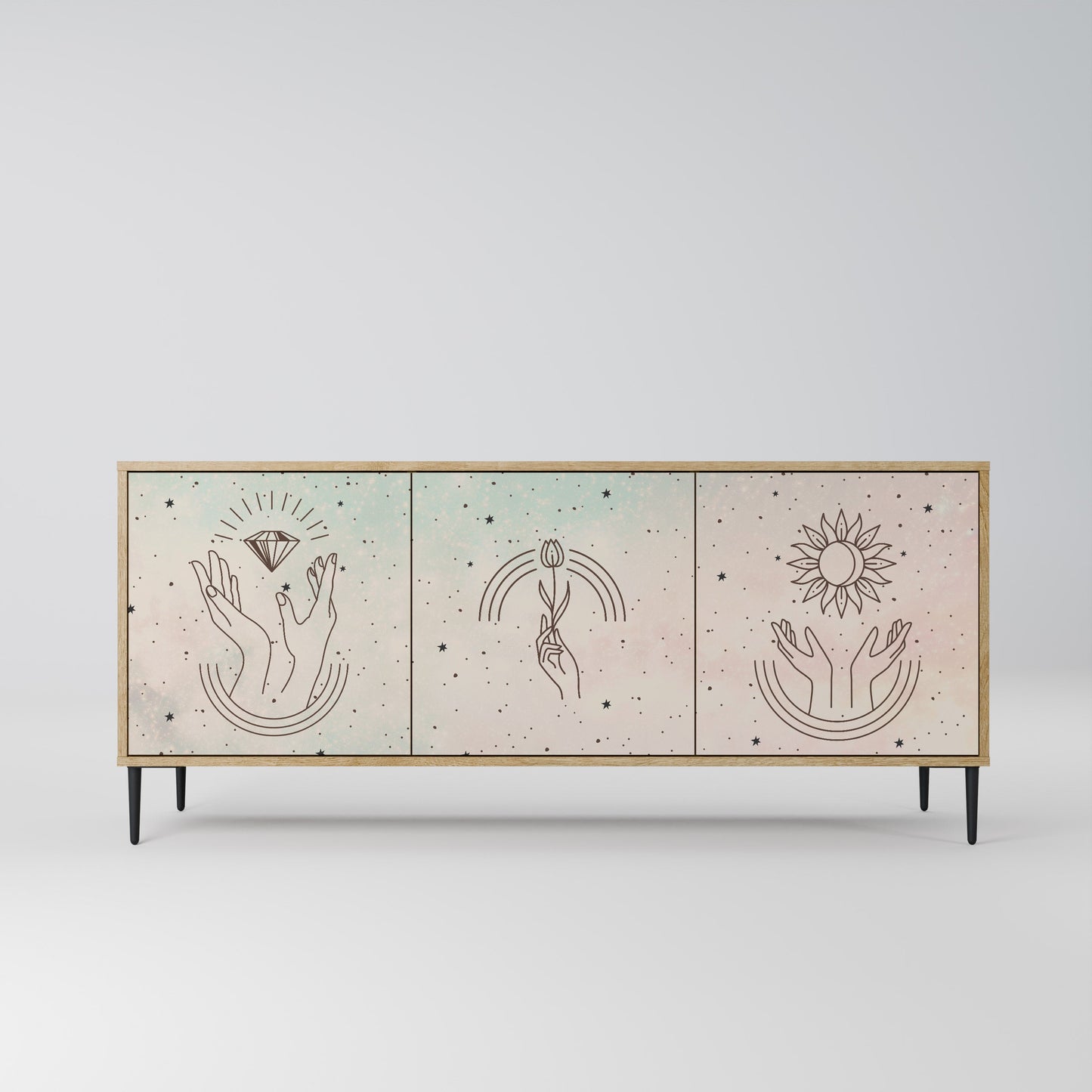DELICATE BEAUTY 3-Door Sideboard in Oak Effect