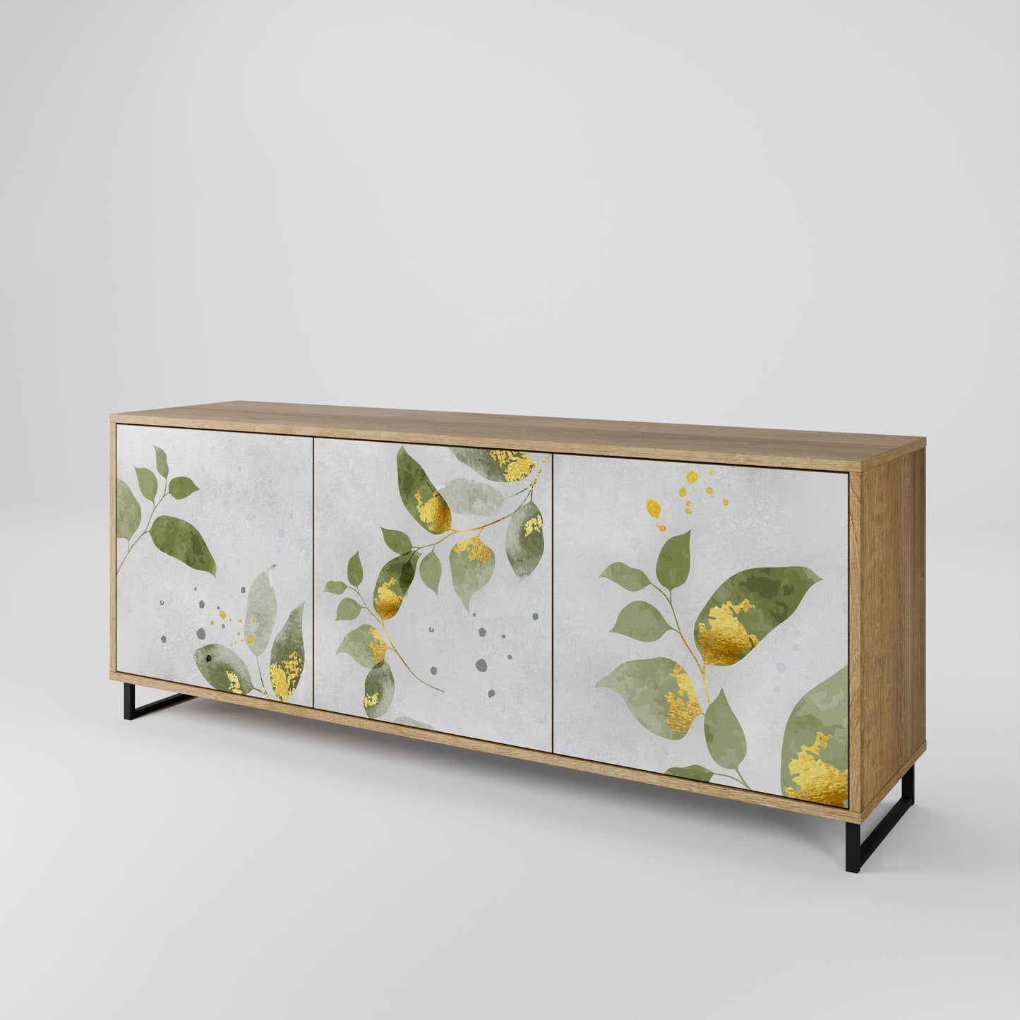 Credenza a 3 ante ELEGANT BOTANICS in effetto rovere