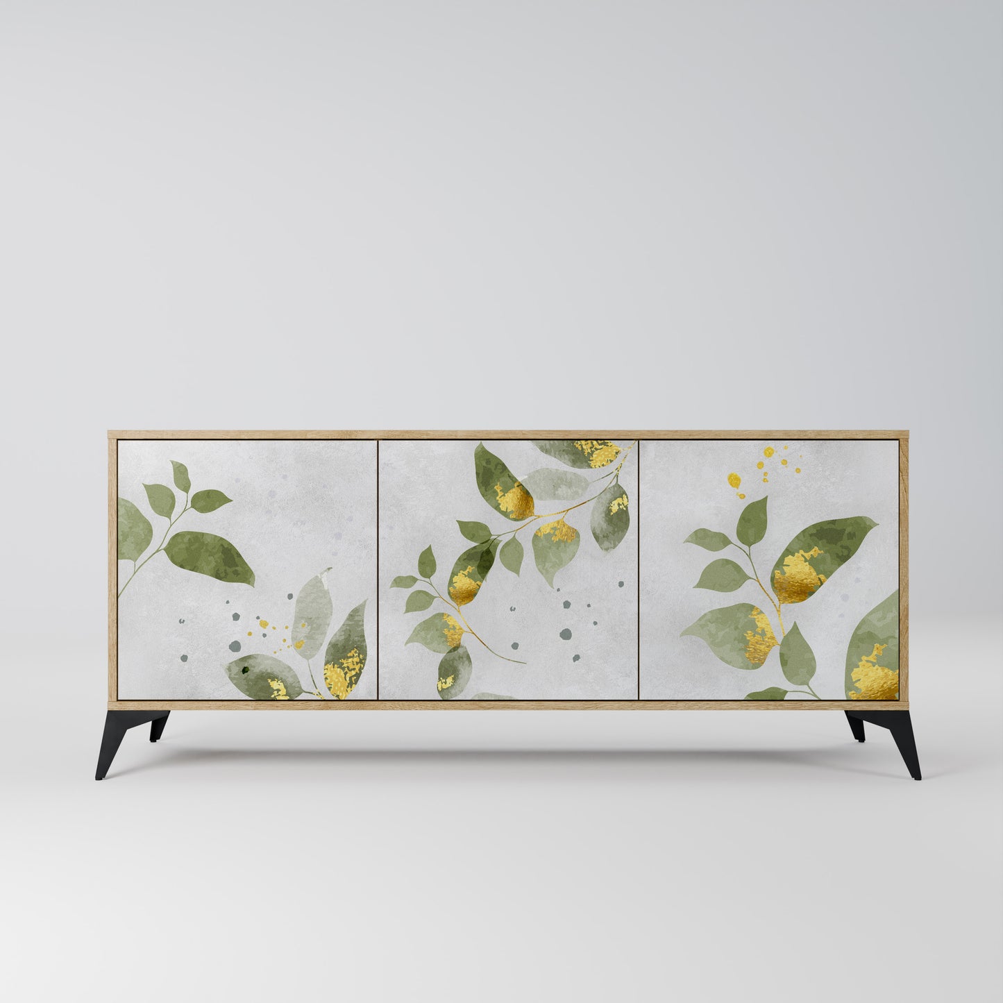 Credenza a 3 ante ELEGANT BOTANICS in effetto rovere