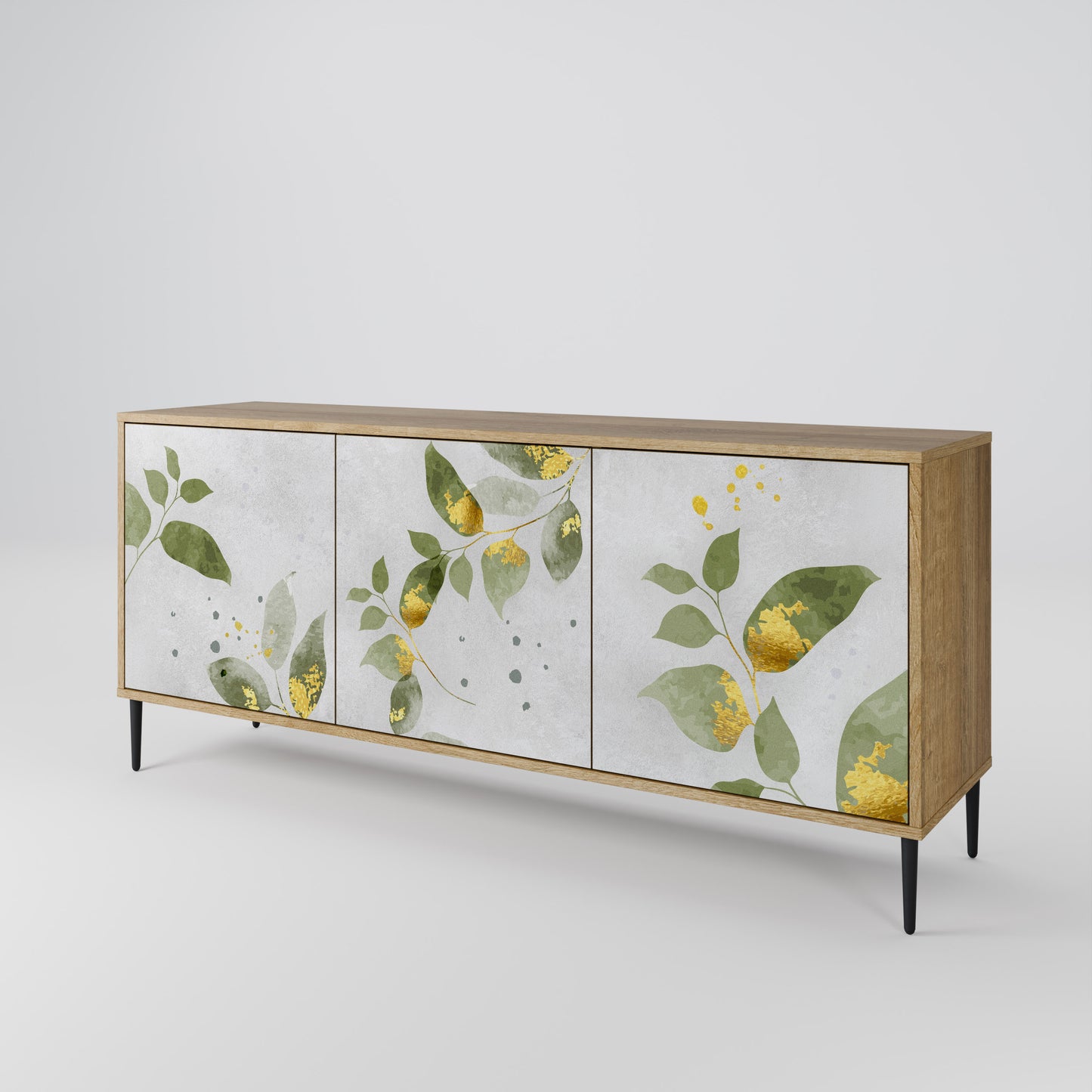 Credenza a 3 ante ELEGANT BOTANICS in effetto rovere